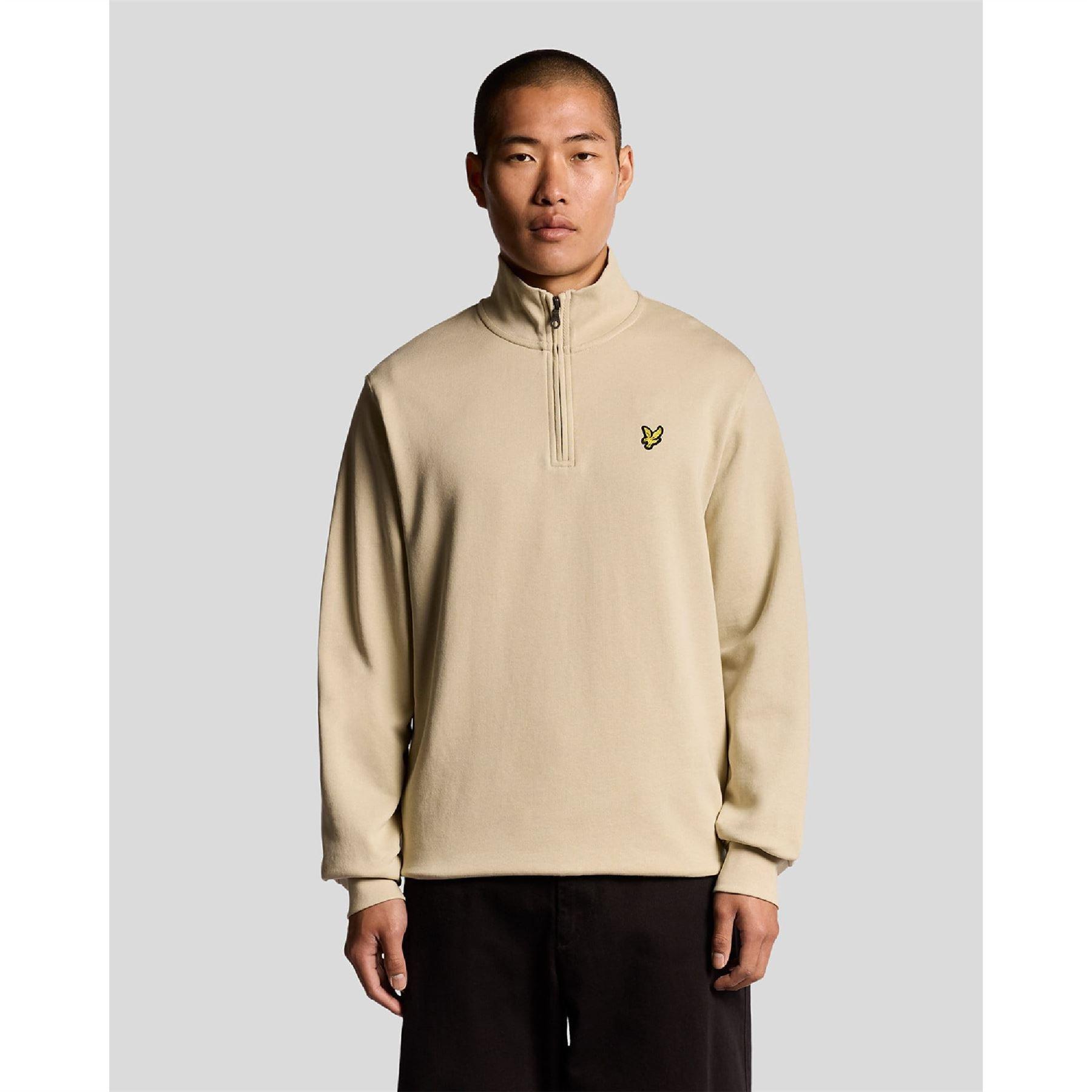 Brown - Lyle and Scott - Loopback Quarter Zip Sweatshirt - 1