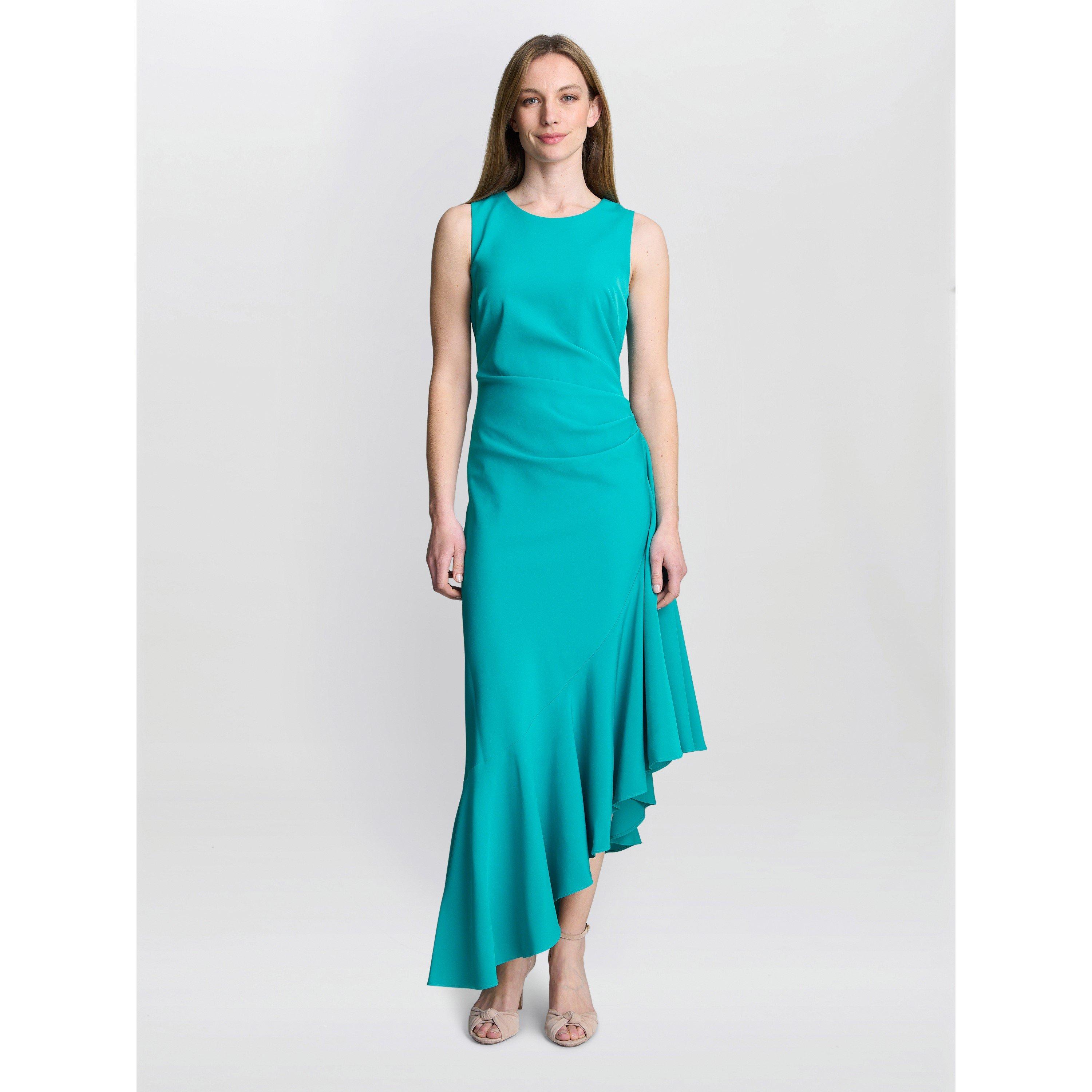 Gina Bacconi Women's Paige Asymmetric Frill Hem Dress - Teal - 18