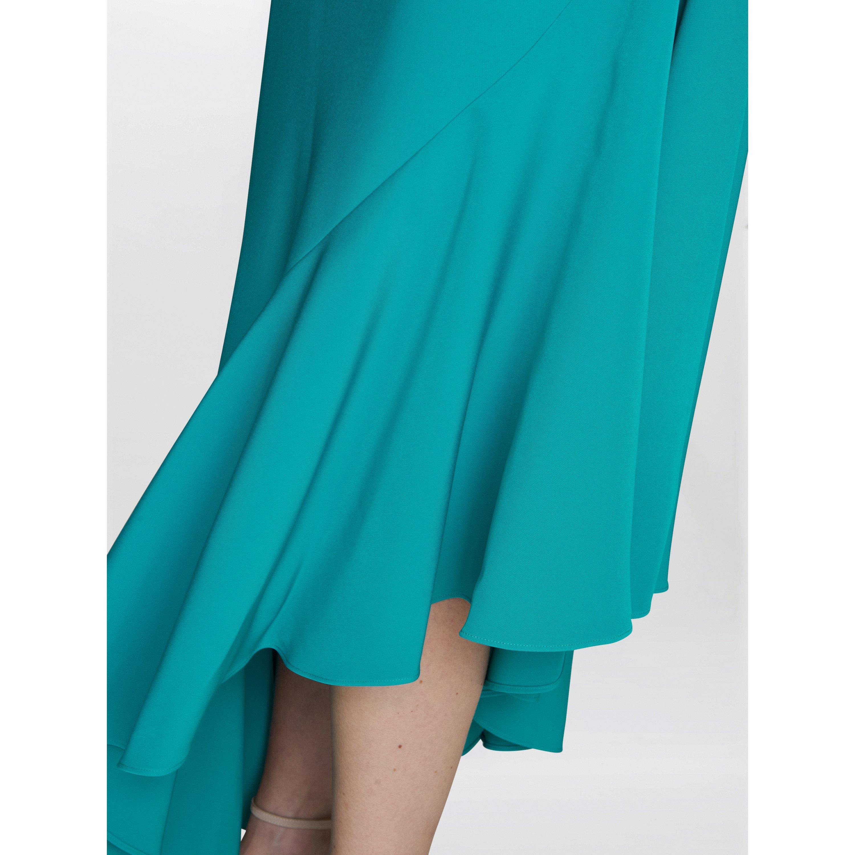 Teal - Gina Bacconi - Paige Asymmetric Frill Hem Dress - 5