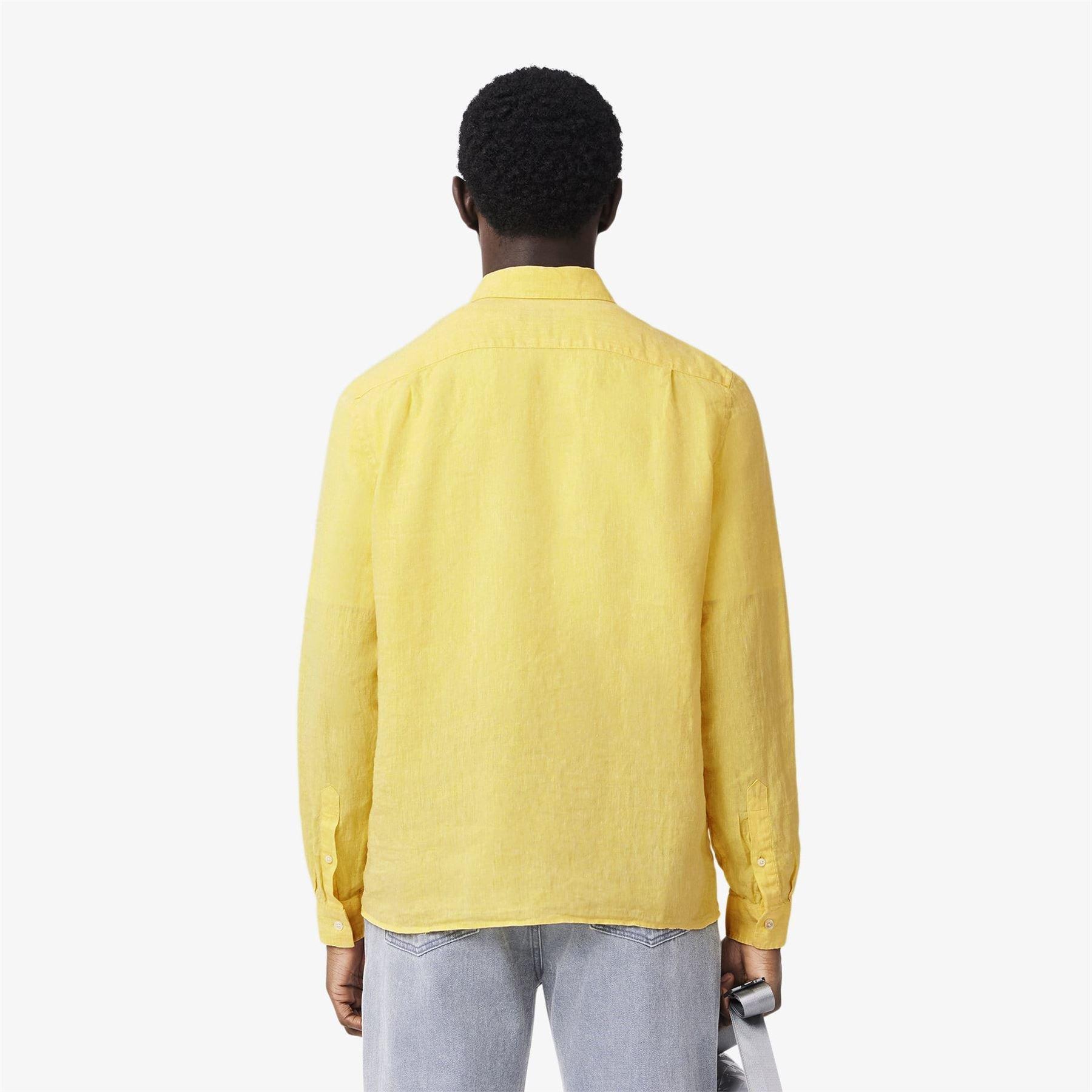Yellow - Lacoste - Regular-Fit Linen Shirt - 3