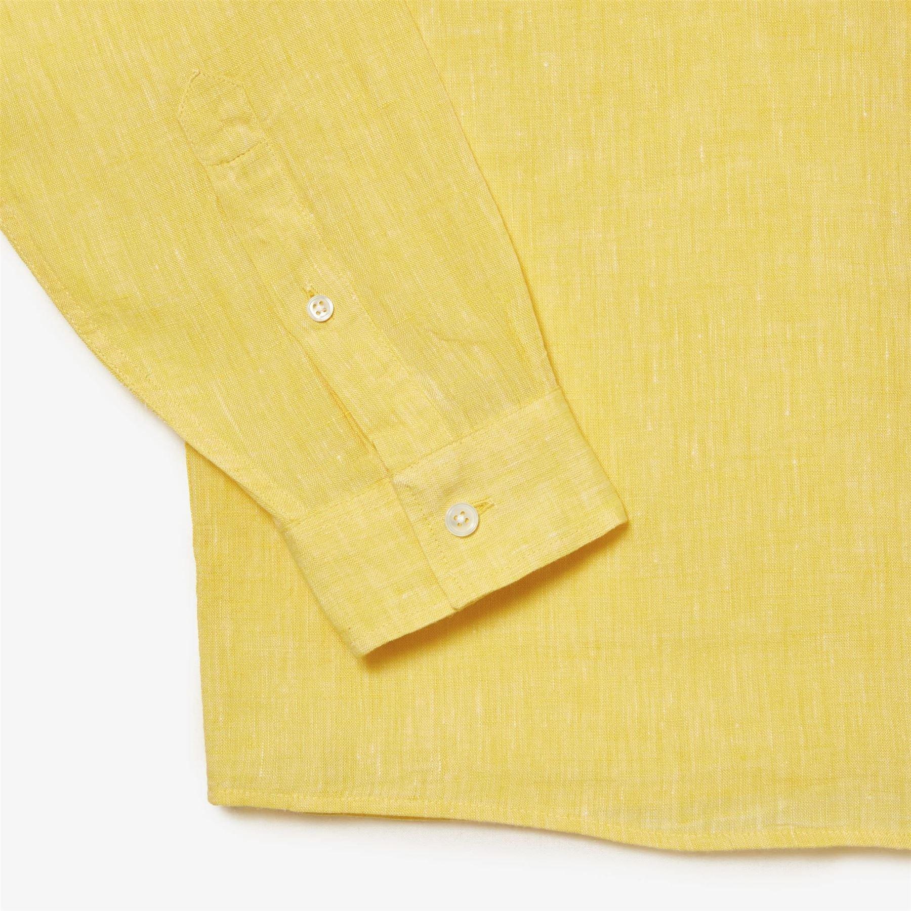Yellow - Lacoste - Regular-Fit Linen Shirt - 5