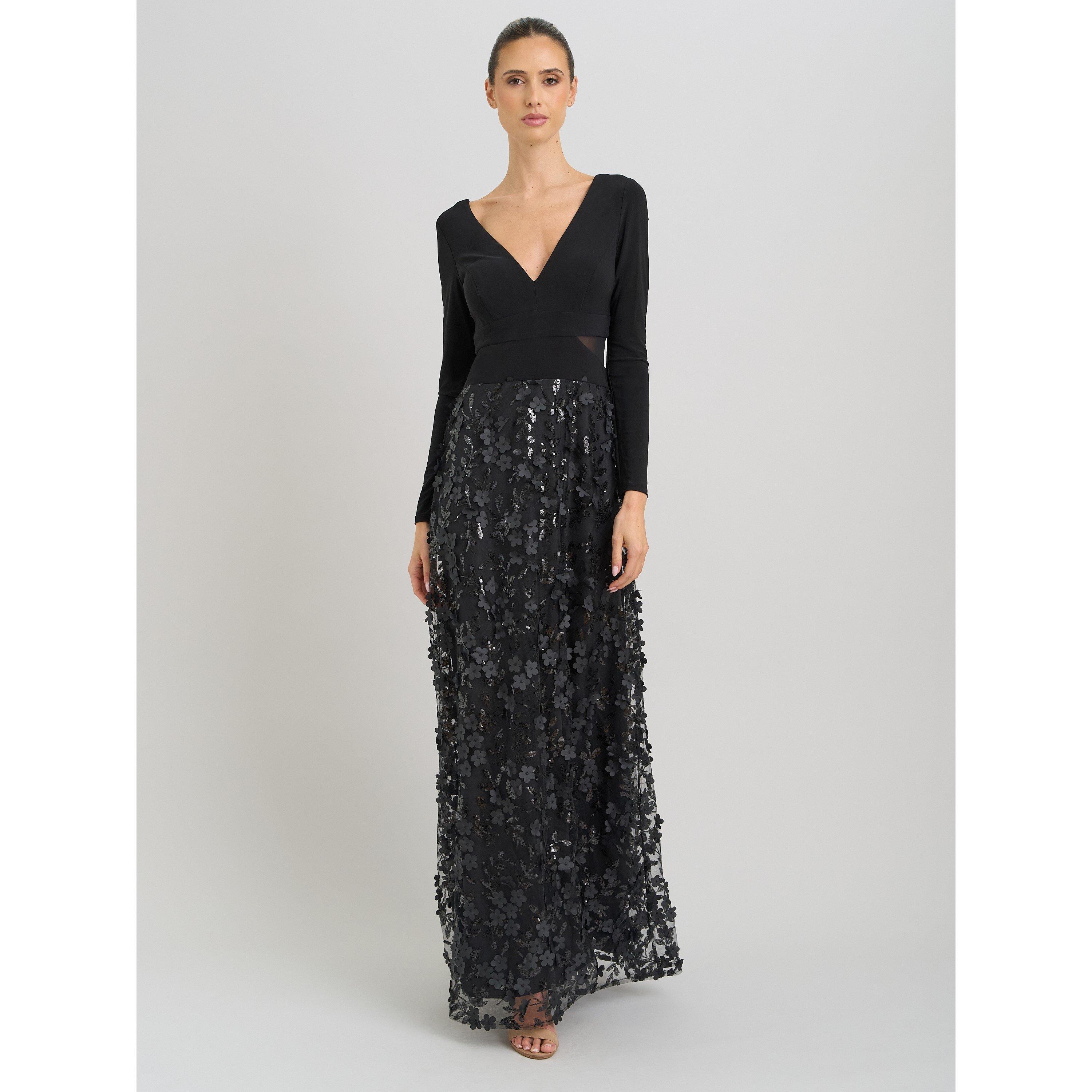 Black - Gina Bacconi - Shauna 3D Embroidery Maxi Dress - 1