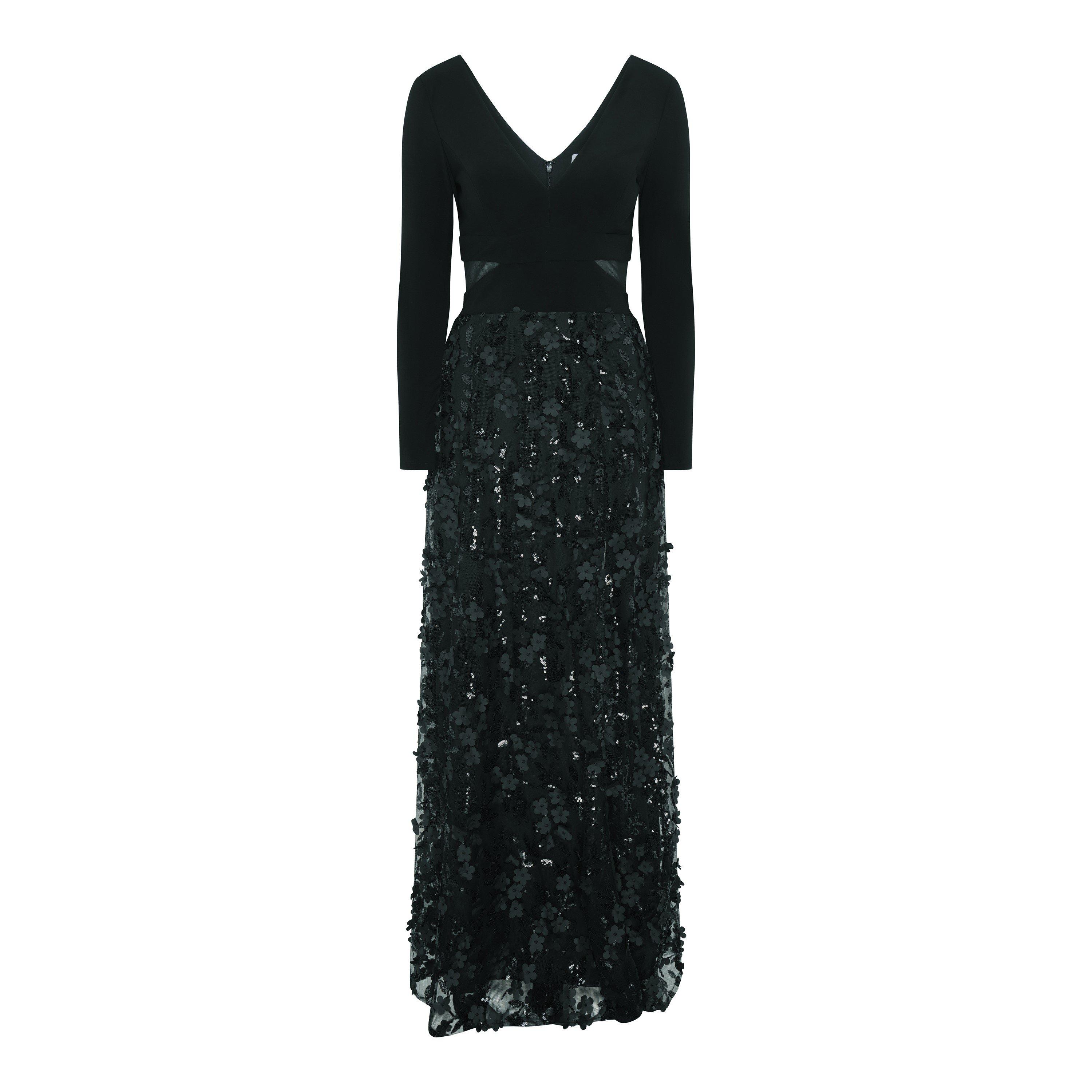 Black - Gina Bacconi - Shauna 3D Embroidery Maxi Dress - 4