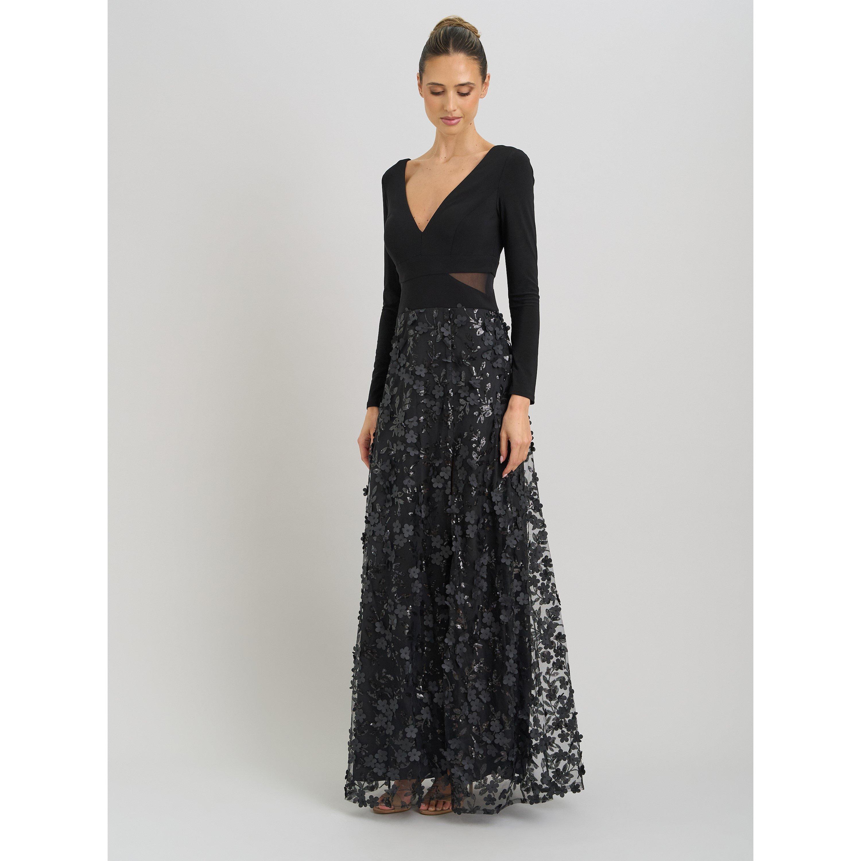Black - Gina Bacconi - Shauna 3D Embroidery Maxi Dress - 6