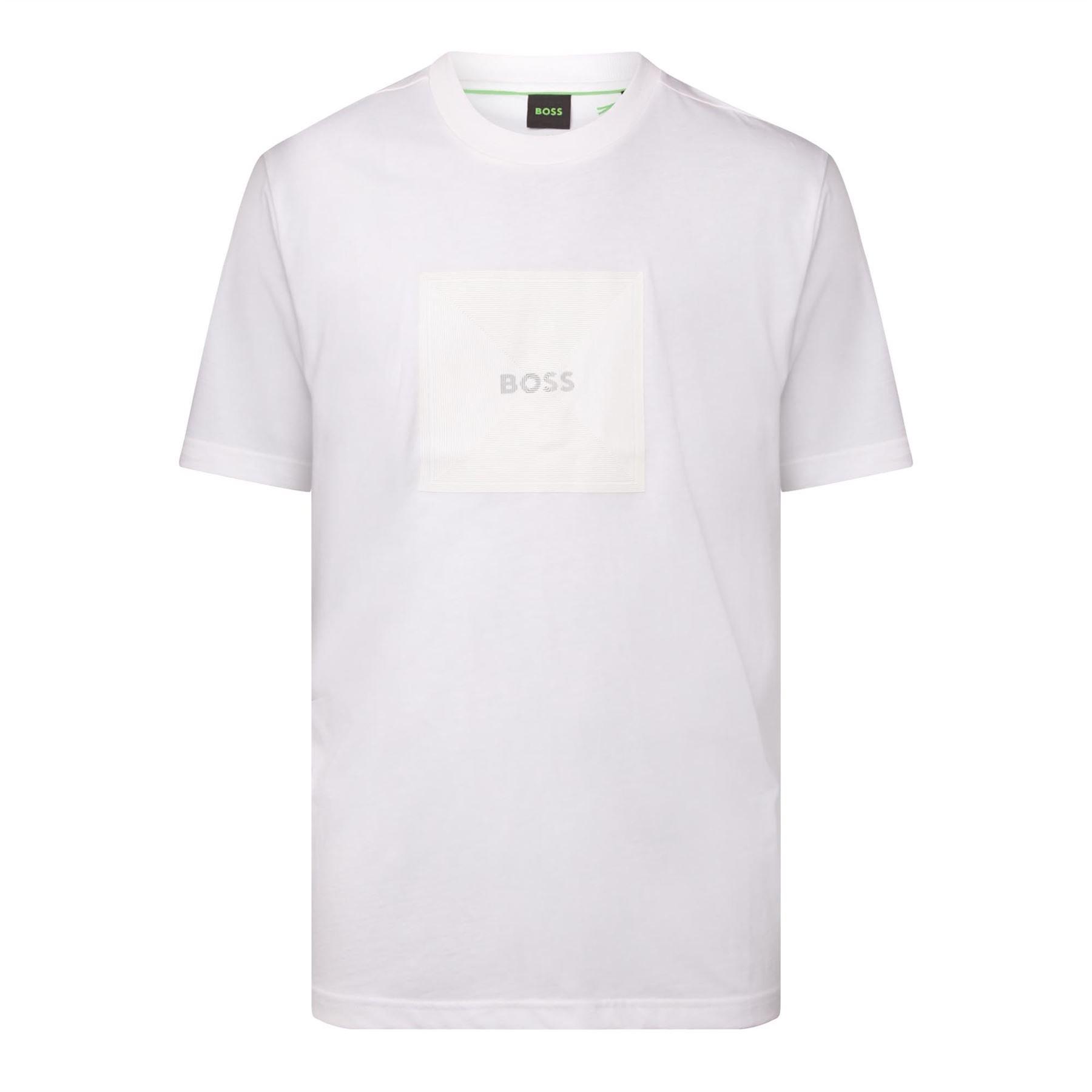 White - Boss - Cotton Jersey T-Shirt with Fineline Artwork - 1