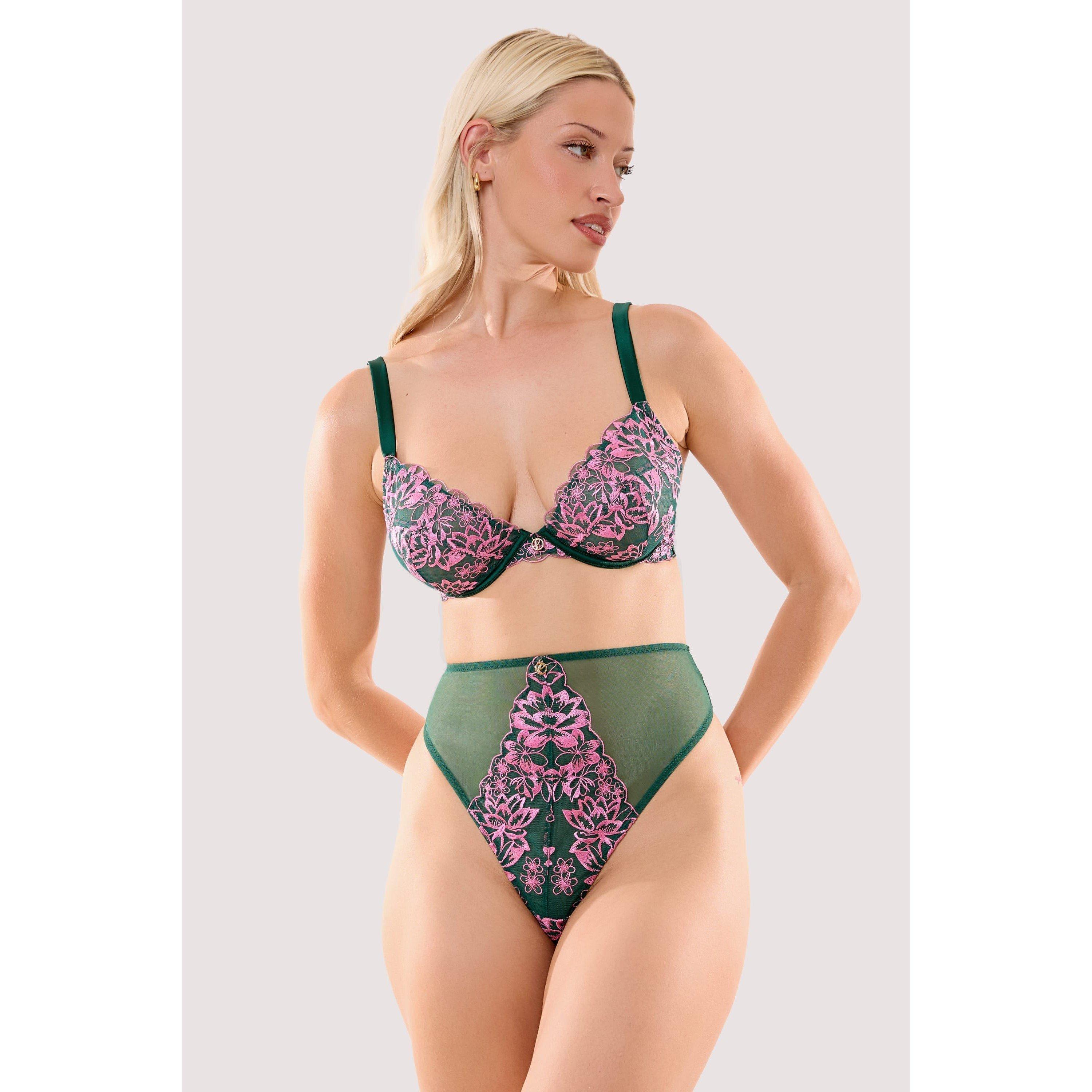Green & Pink - Playful Promises - Ada Blossom Green & Pink High Waist Thong - 4