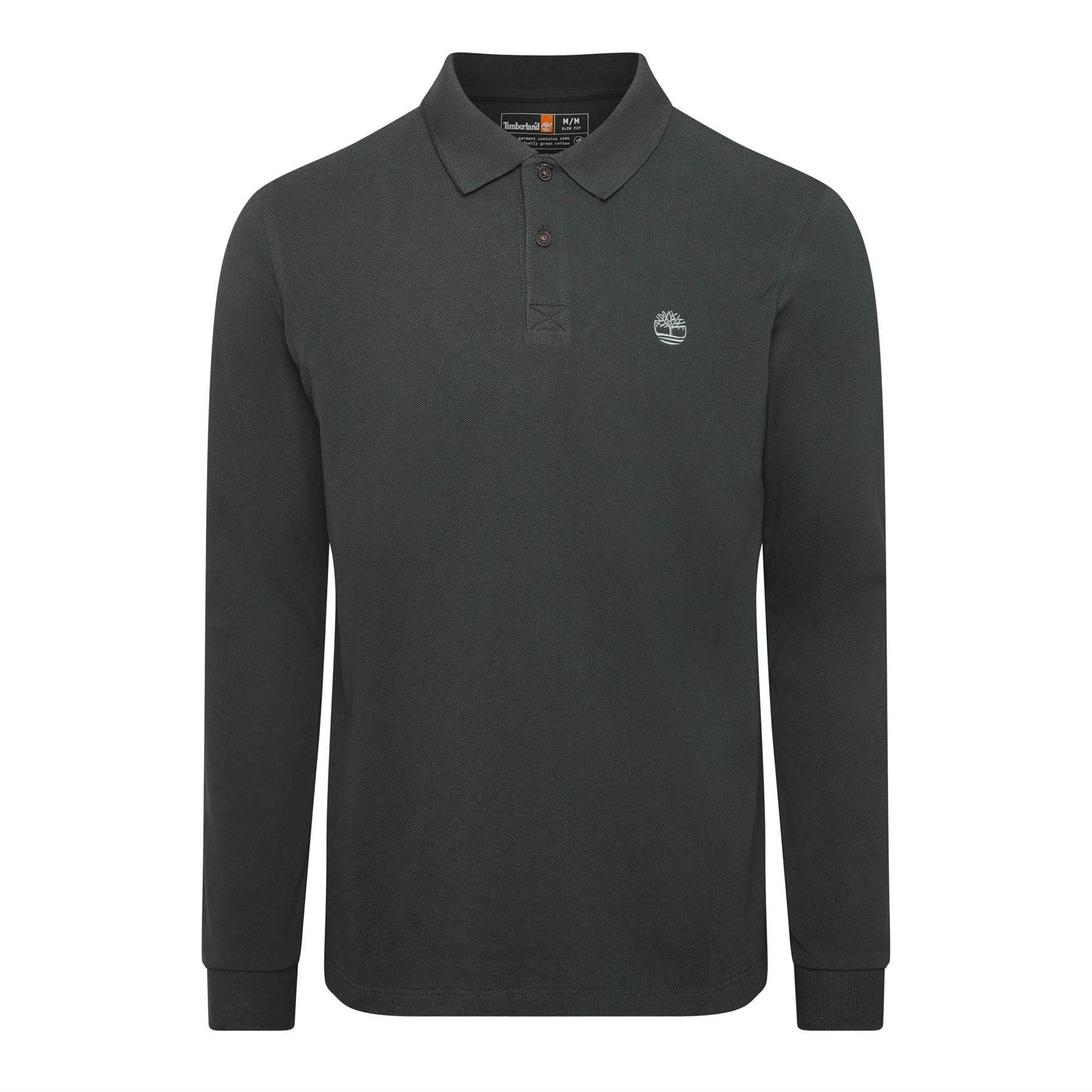 Green - Timberland - Millers River Long Sleeve Polo Shirt - 1