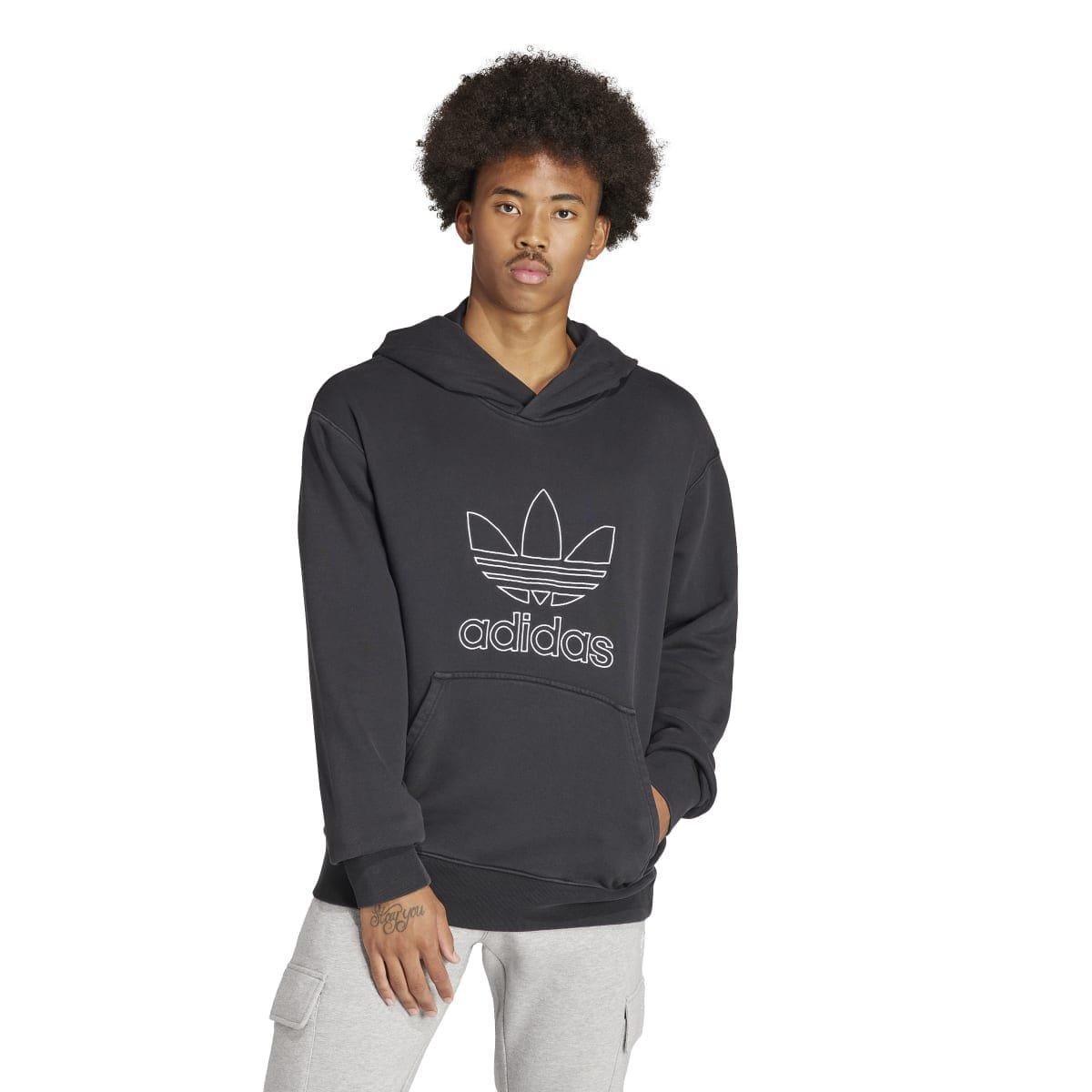 Black - adidas Originals - Adicolor Outline Trefoil Hoodie - 3