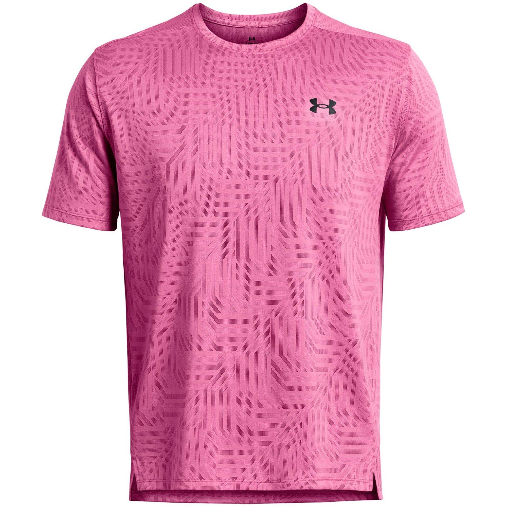 Under Armour Men's Tech Vent Geotessa Short Sleeve T-Shirt - Pink - 2XL