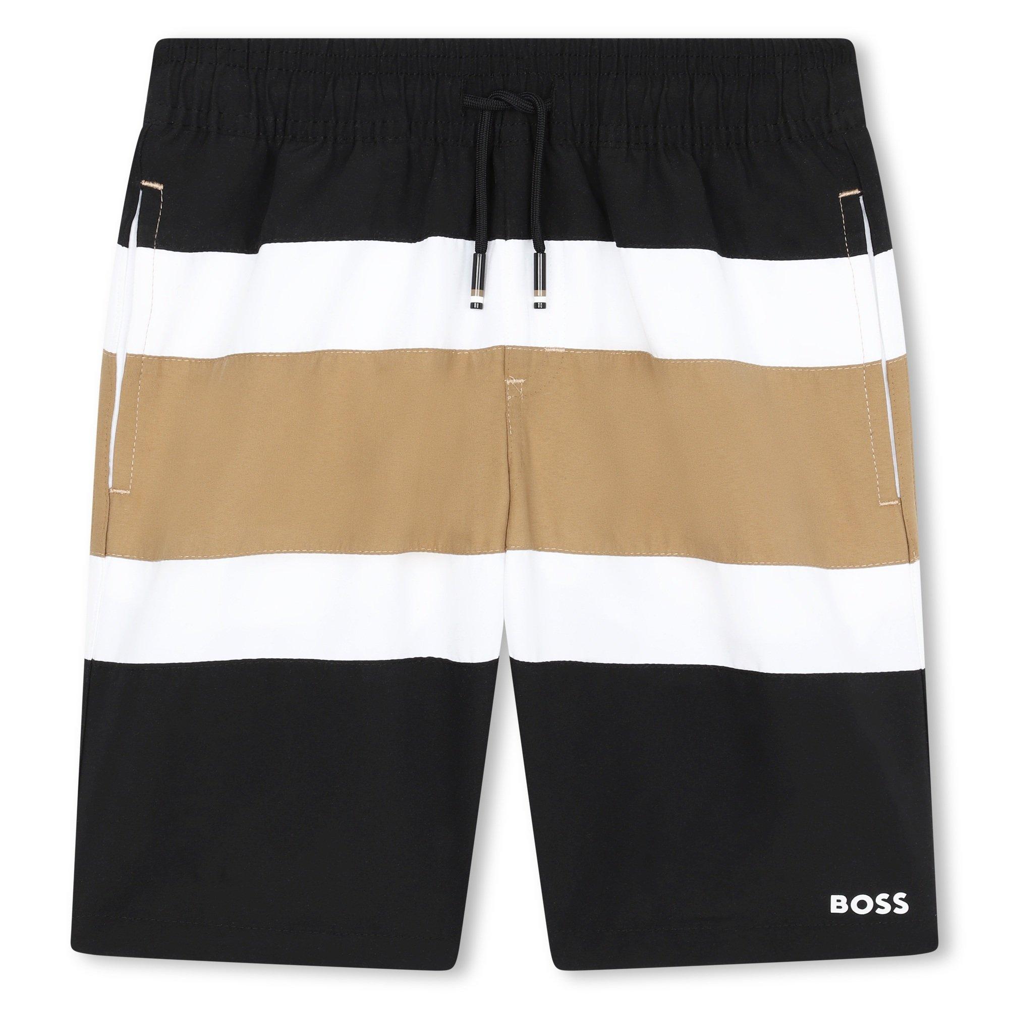 Boss Striped Logo Swim Shorts Juniors Swim Shorts Cruise Fashion