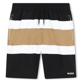 Boss Striped Logo Swim Shorts Juniors