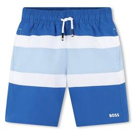 Boss Striped Logo Swim Shorts Juniors