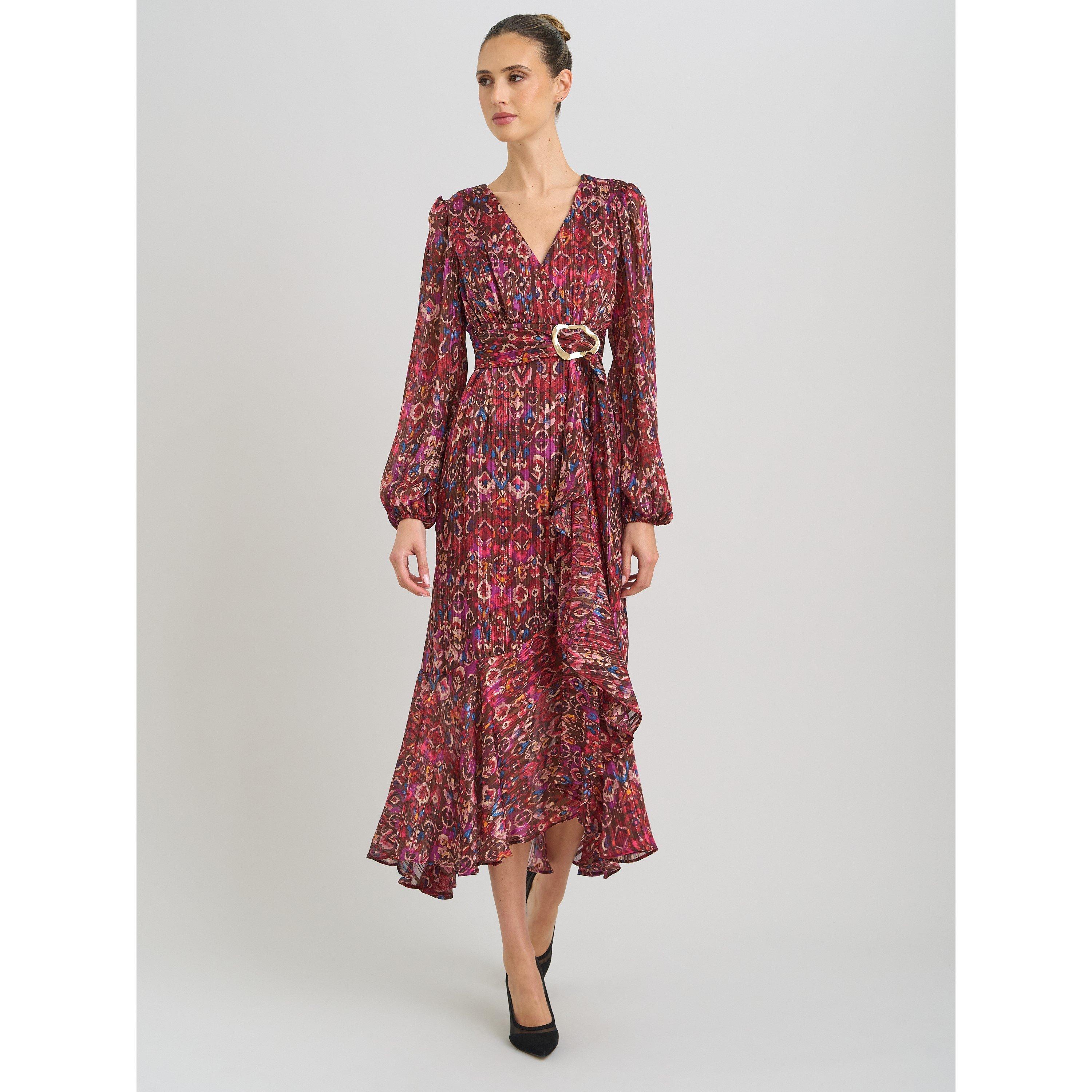 Multi - Gina Bacconi - Sharron Printed Wrap Midi Dress - 3