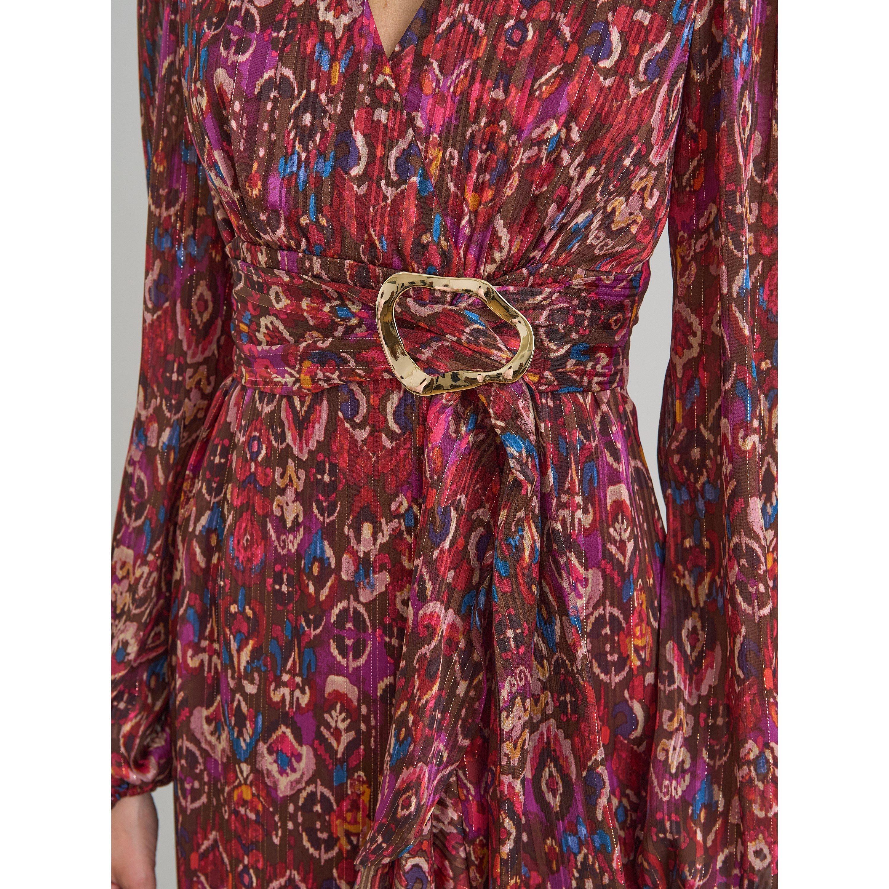 Multi - Gina Bacconi - Sharron Printed Wrap Midi Dress - 5