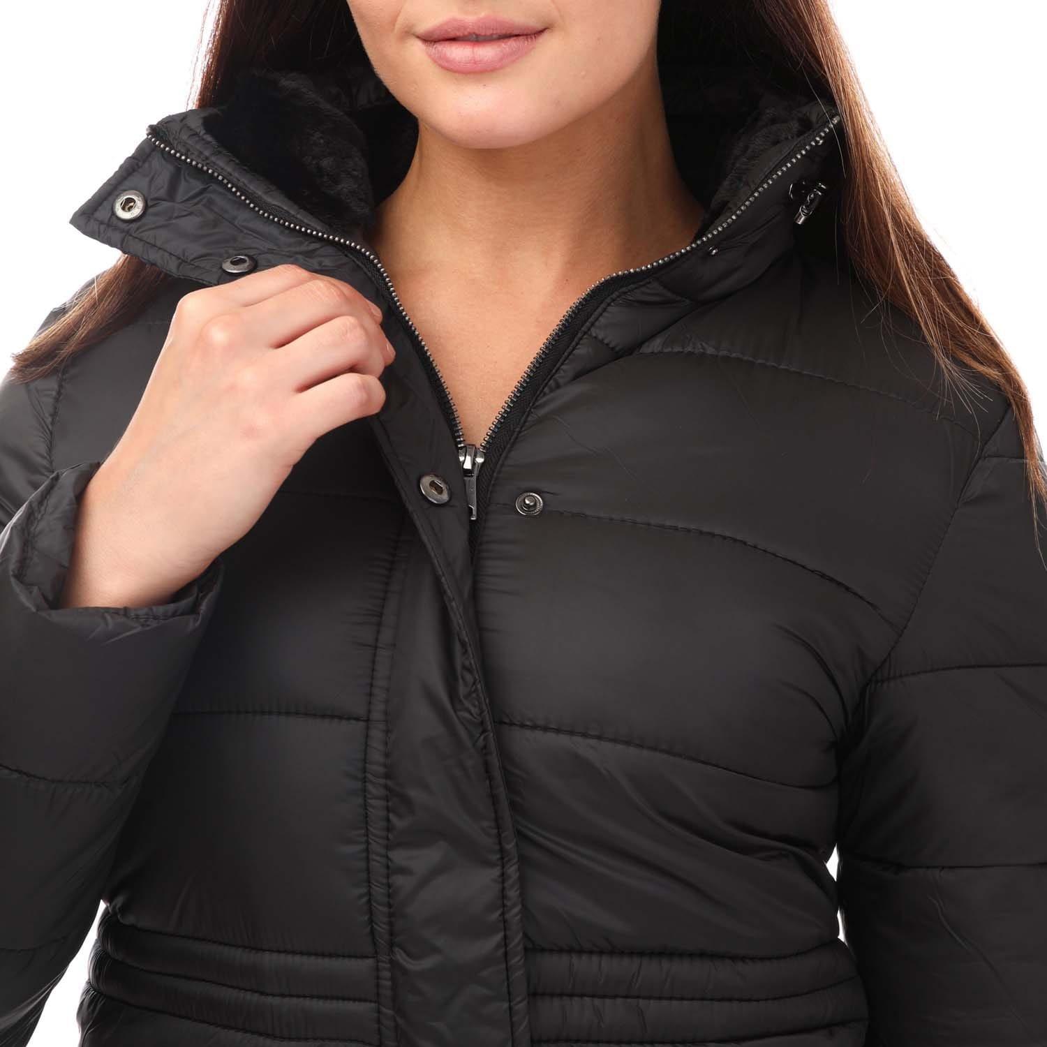 Black - Elle - Women's  Padded High Neck Zip Softshell Jacket - 3