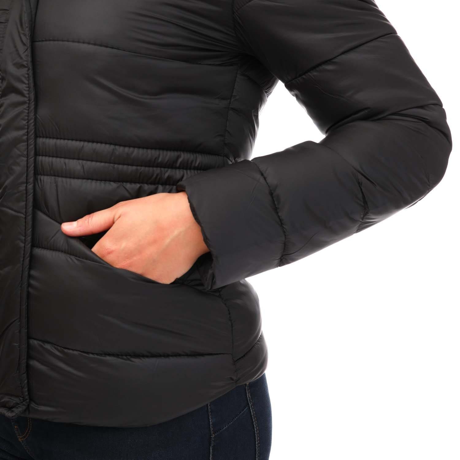 Black - Elle - Women's  Padded High Neck Zip Softshell Jacket - 4