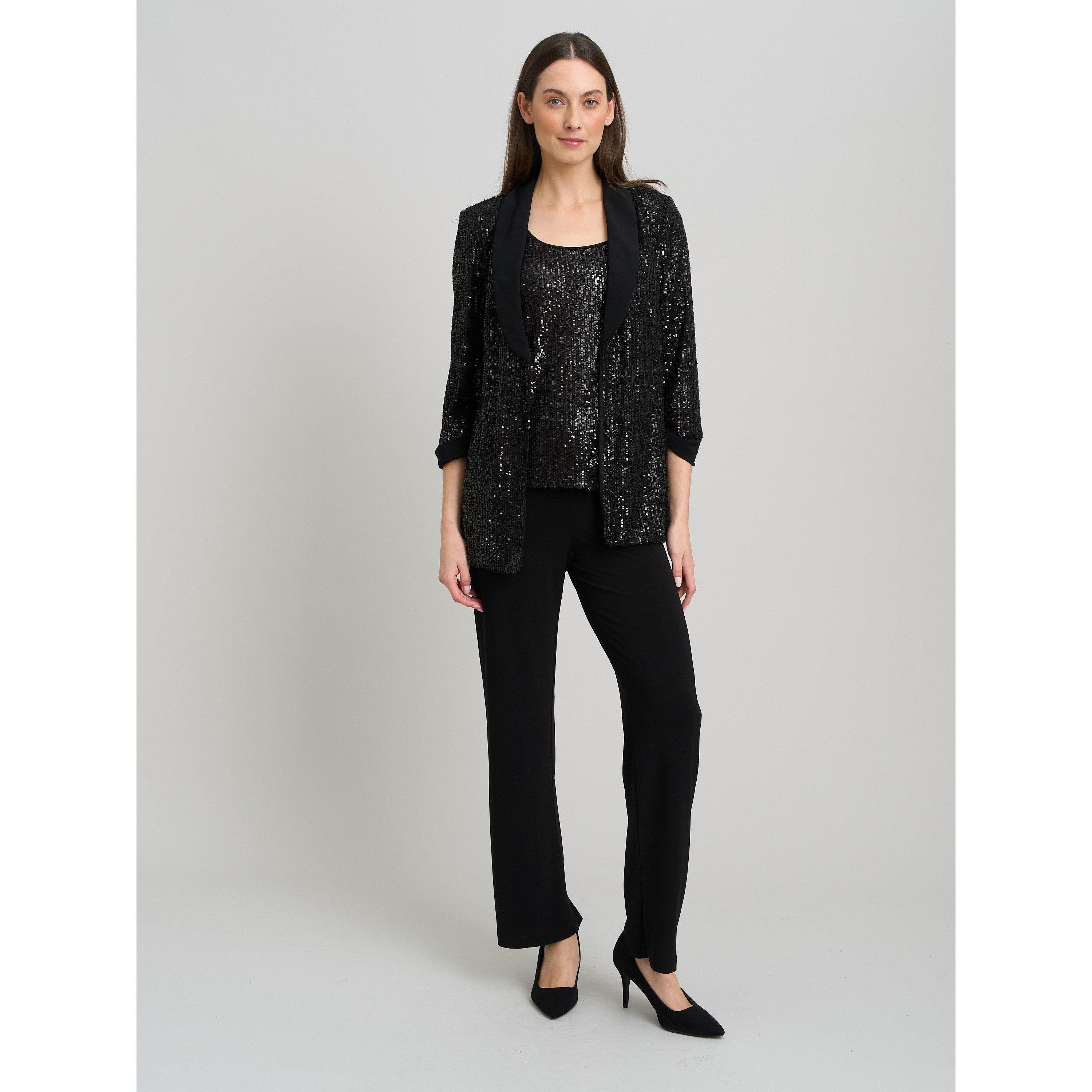Black - Gina Bacconi - Jette Sequin Three Piece Trouser Suit - 3