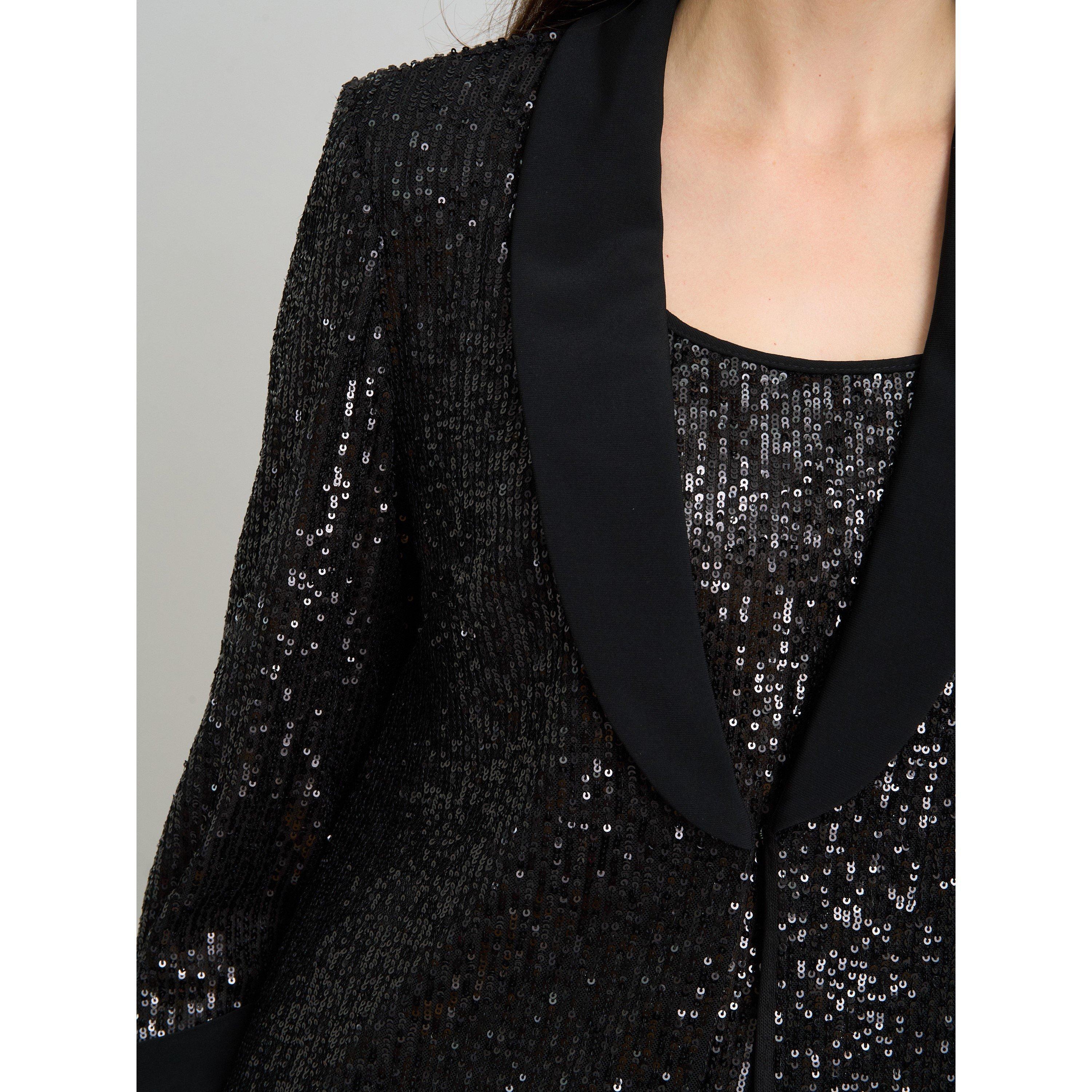 Black - Gina Bacconi - Jette Sequin Three Piece Trouser Suit - 4