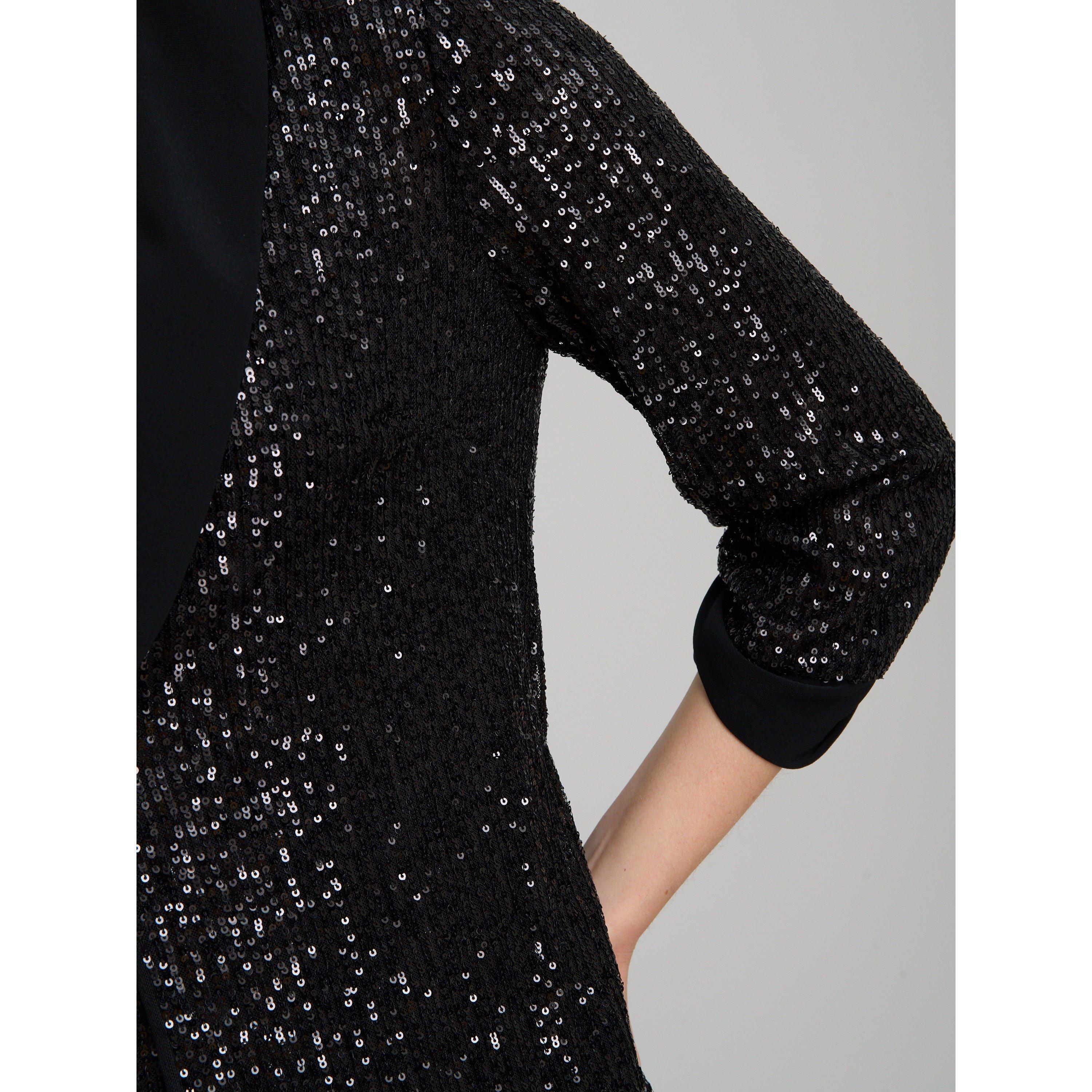 Black - Gina Bacconi - Jette Sequin Three Piece Trouser Suit - 5