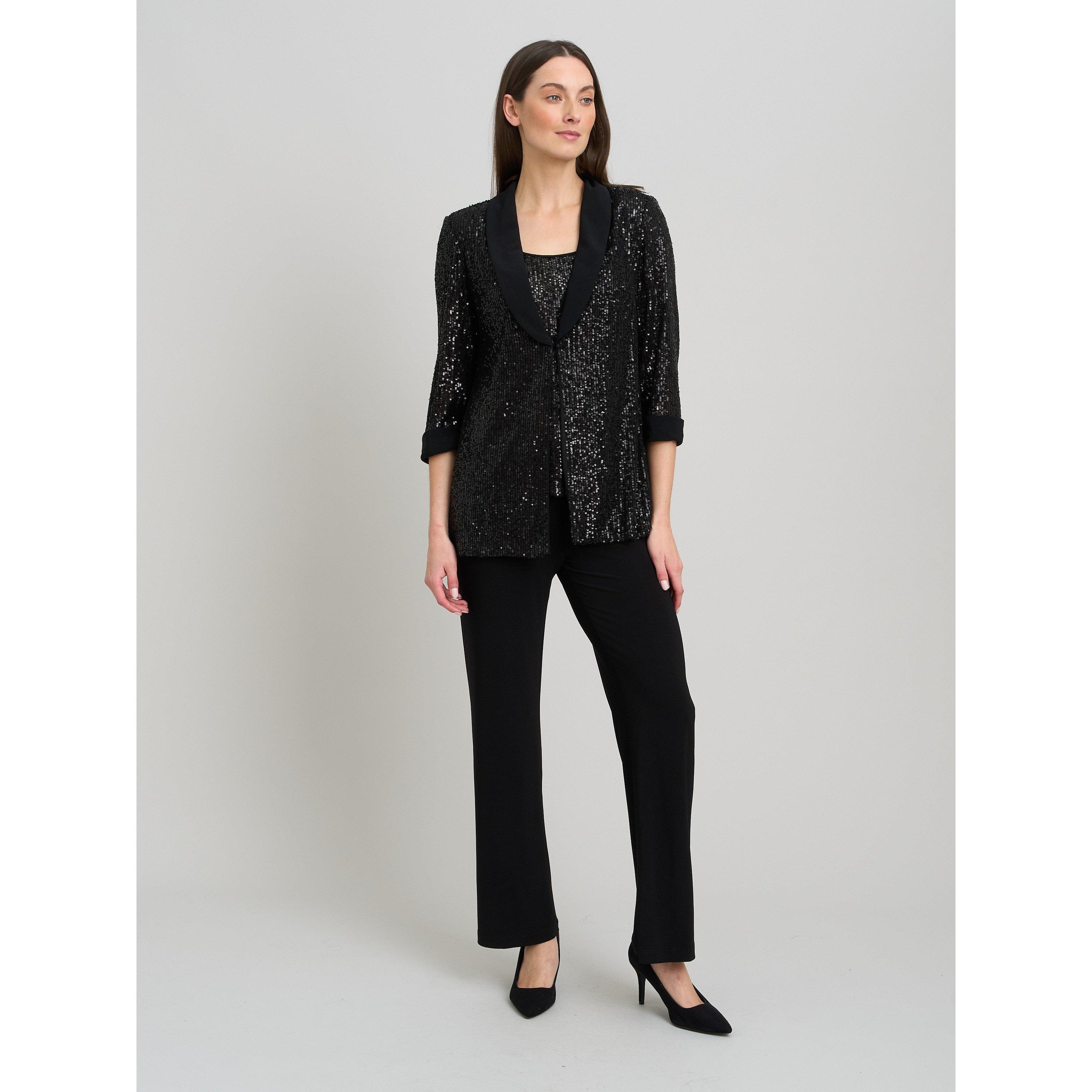Black - Gina Bacconi - Jette Sequin Three Piece Trouser Suit - 6