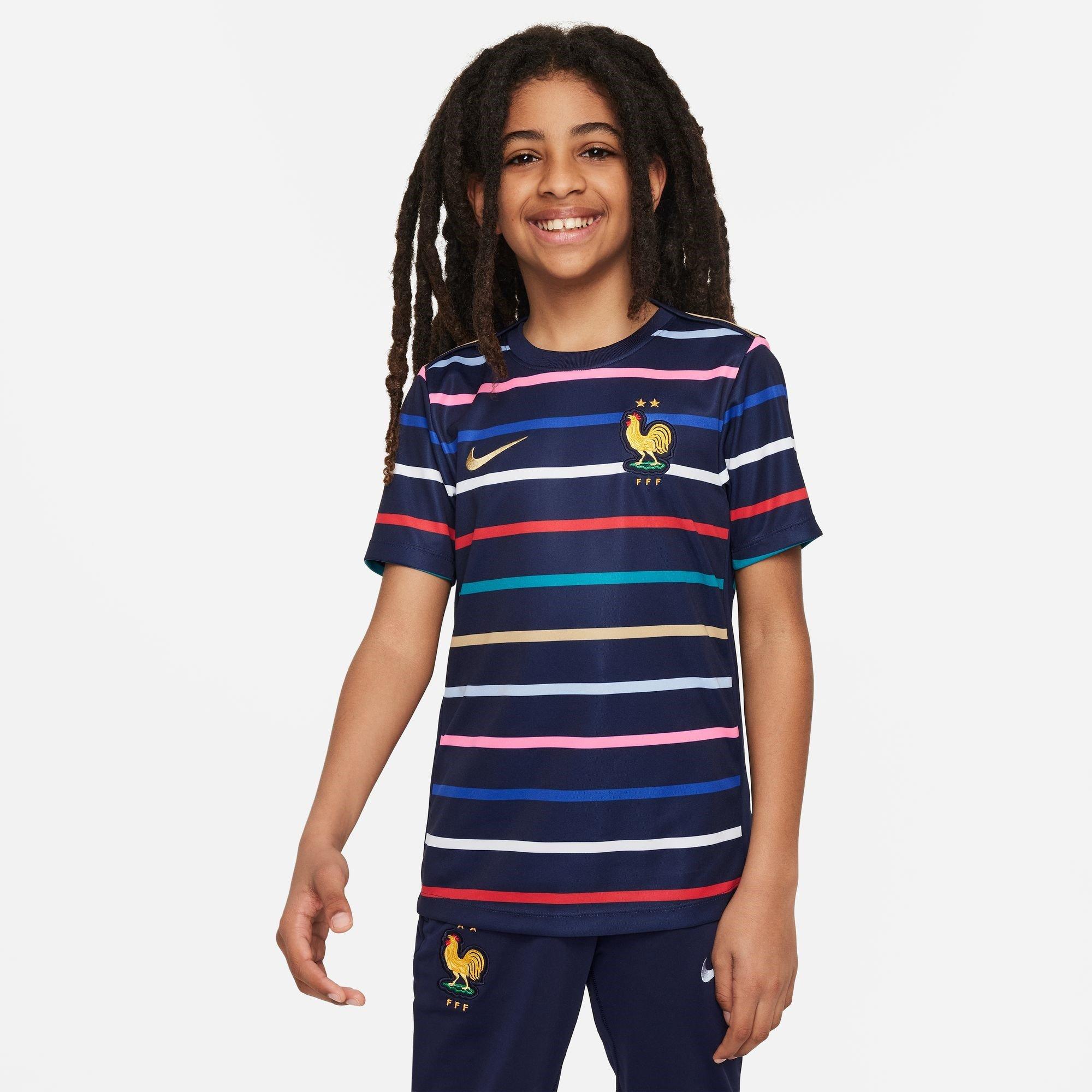 Nike Boys France Academy Pro Home Pre-Match Shirt 2024 Juniors - Blue - 9-10 (M)
