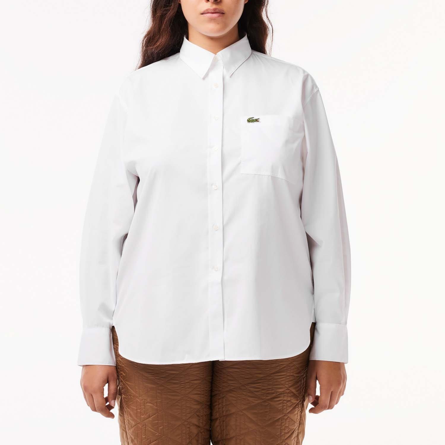 White - Lacoste - Oversized Shirt With Brest Pocket - 1