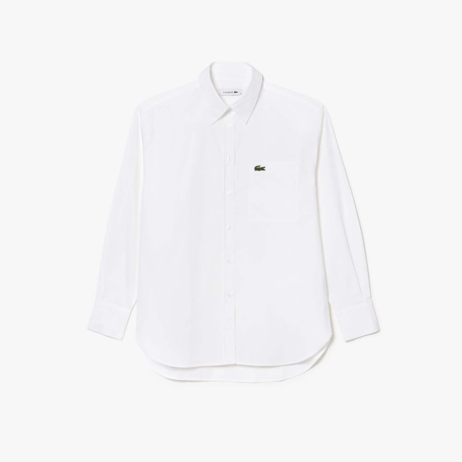 White - Lacoste - Oversized Shirt With Brest Pocket - 2