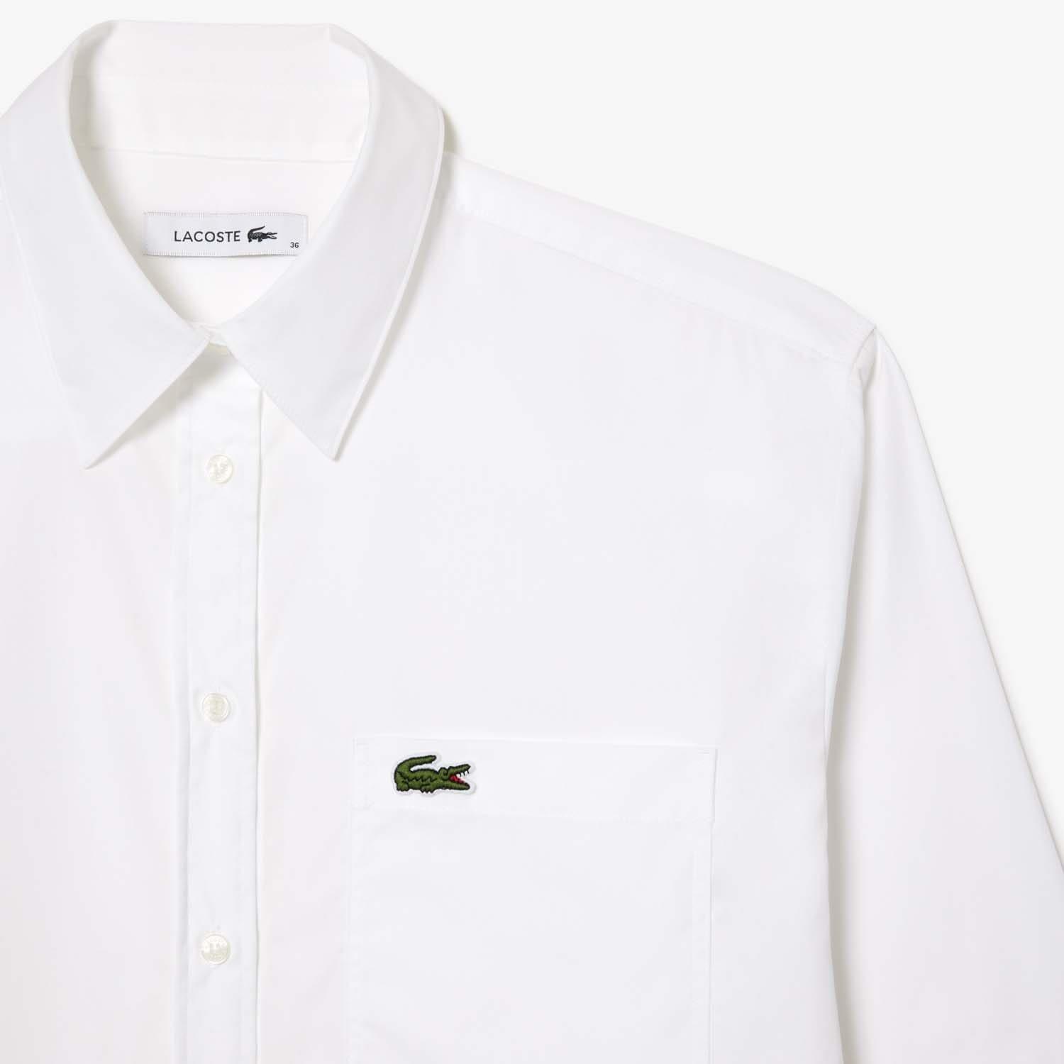 White - Lacoste - Oversized Shirt With Brest Pocket - 3