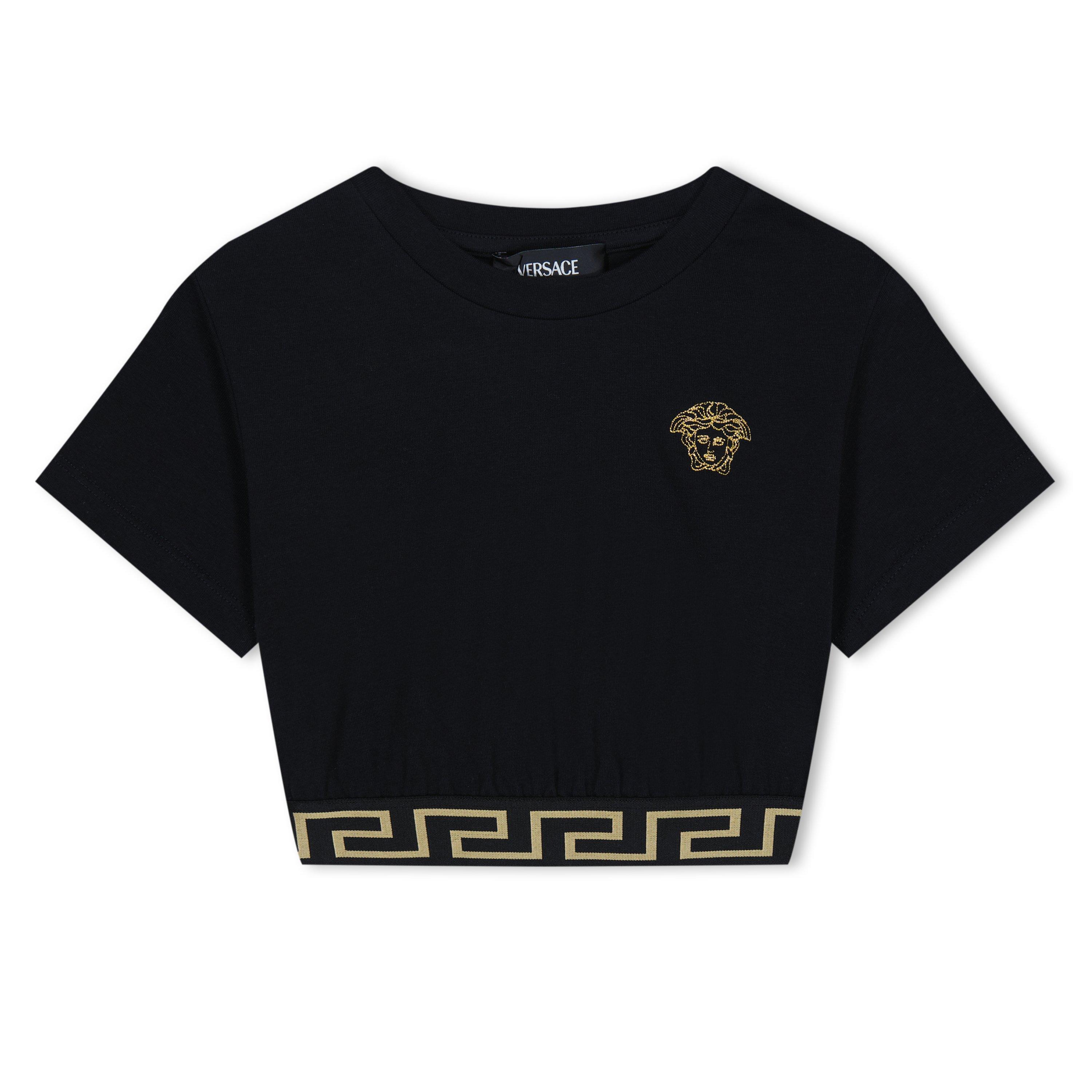 Versace Logo Crop T-Shirt Juniors - Blk/Gld 2B130 - Size 8Y