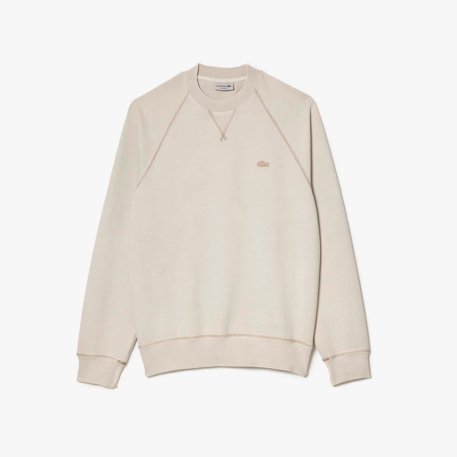 Beige - Lacoste - Round Neck Organic Cotton Sweatshirt - 1