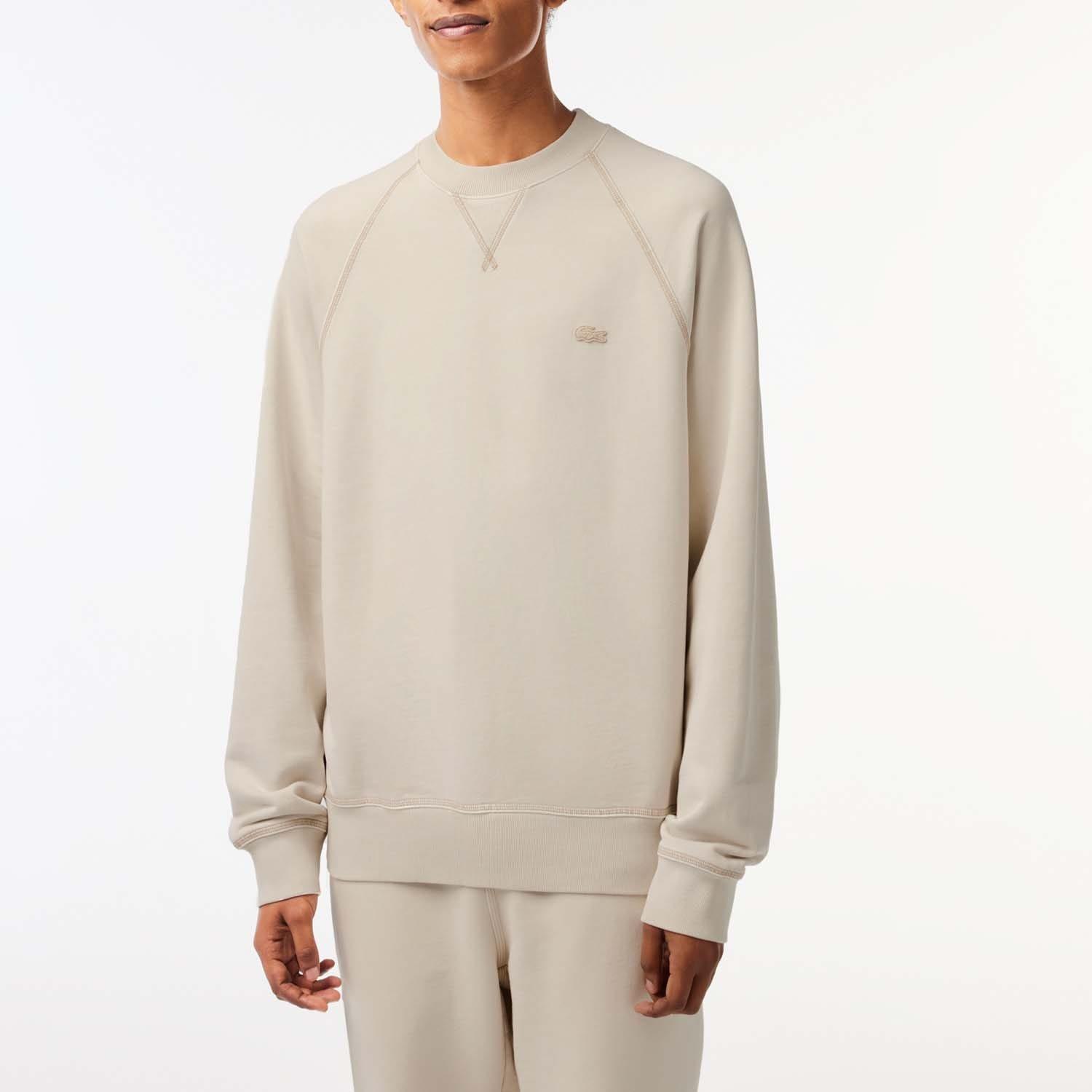 Beige - Lacoste - Round Neck Organic Cotton Sweatshirt - 2