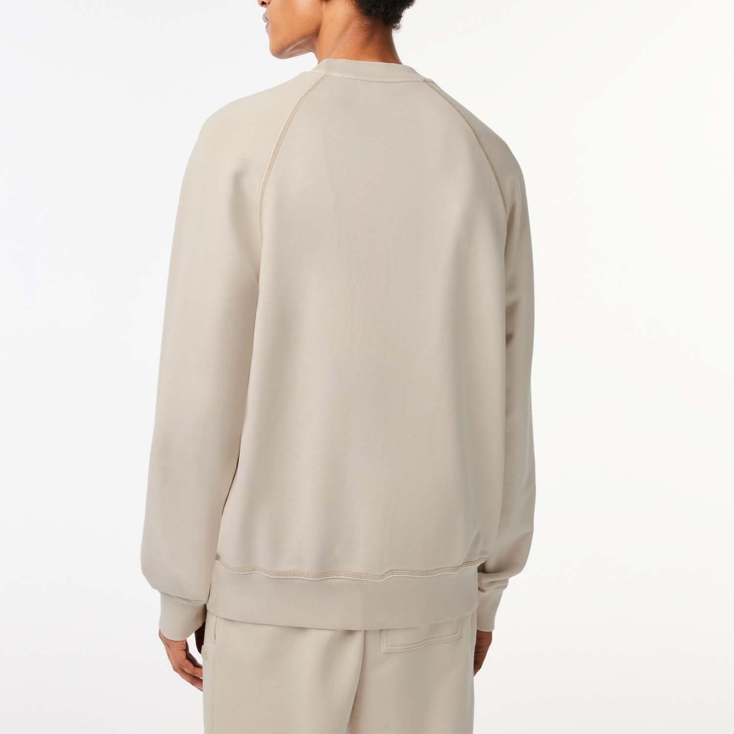 Beige - Lacoste - Round Neck Organic Cotton Sweatshirt - 3