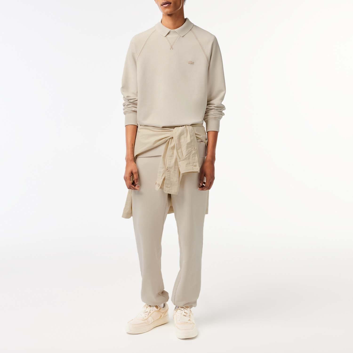 Beige - Lacoste - Round Neck Organic Cotton Sweatshirt - 6