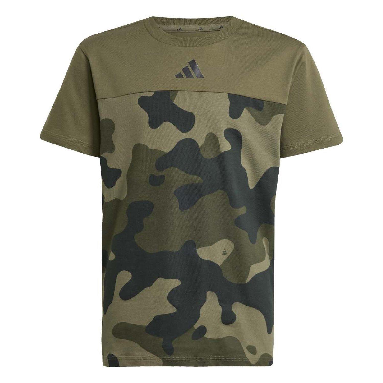 olive strata - estrato de oliva - adidas - adidas Seasonal Essentials Camo Cotton T- Shirt - 1