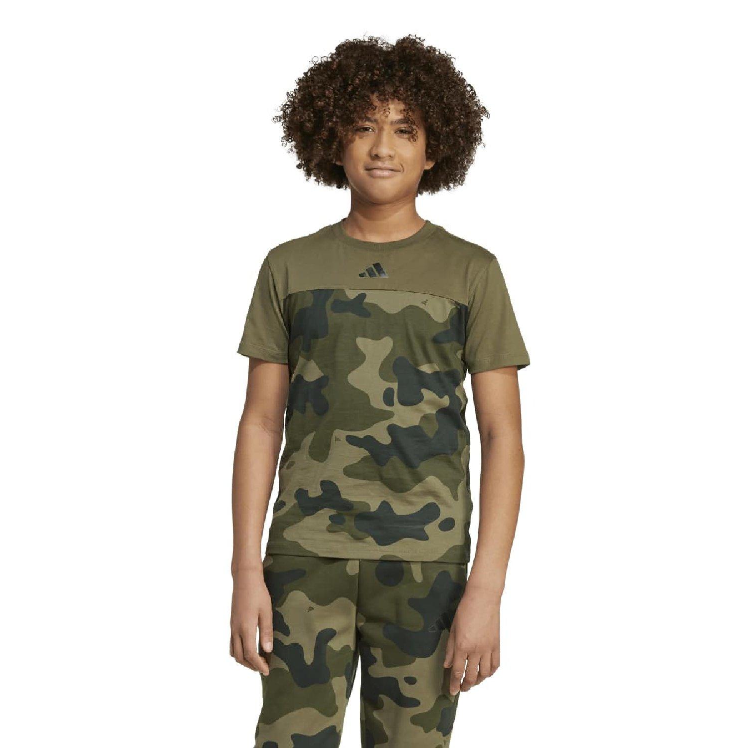 olive strata - estrato de oliva - adidas - adidas Seasonal Essentials Camo Cotton T- Shirt - 2