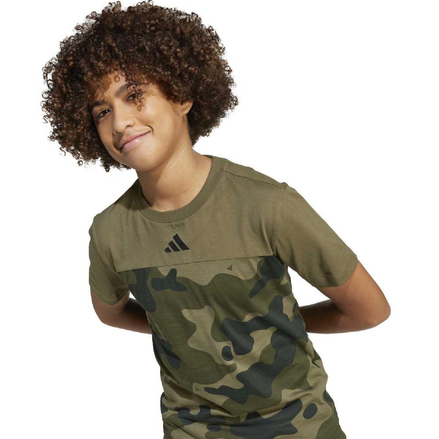 olive strata - estrato de oliva - adidas - adidas Seasonal Essentials Camo Cotton T- Shirt - 5