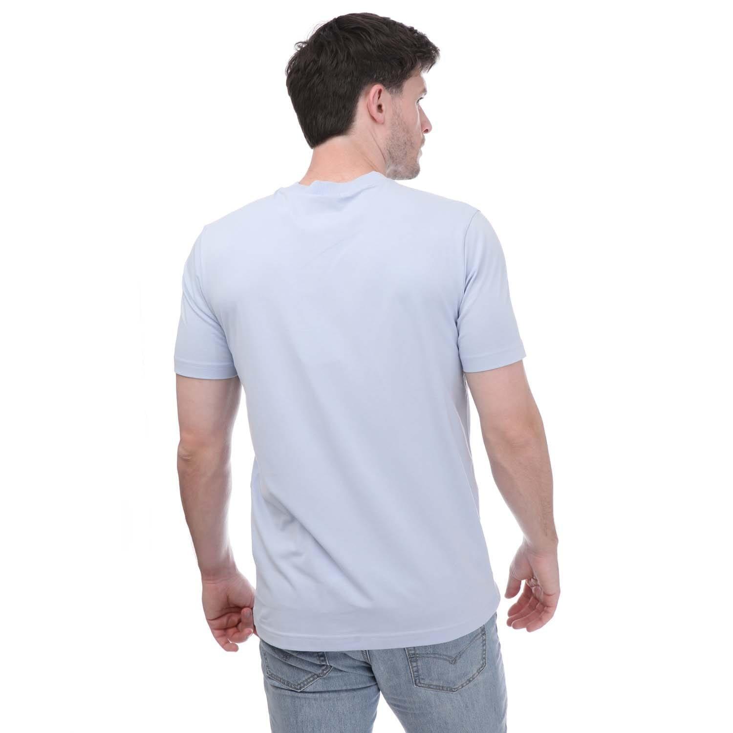 Light Blue - Hugo - Stretch Cotton Contrast Logo T-Shirt - 2