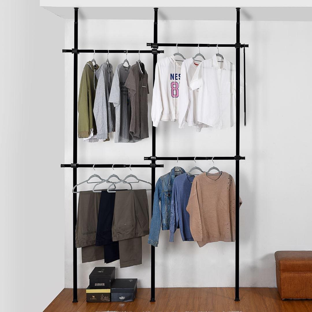 Black - House of Home - Telescopic Clothes Rail - Rail Wardrobe - 2