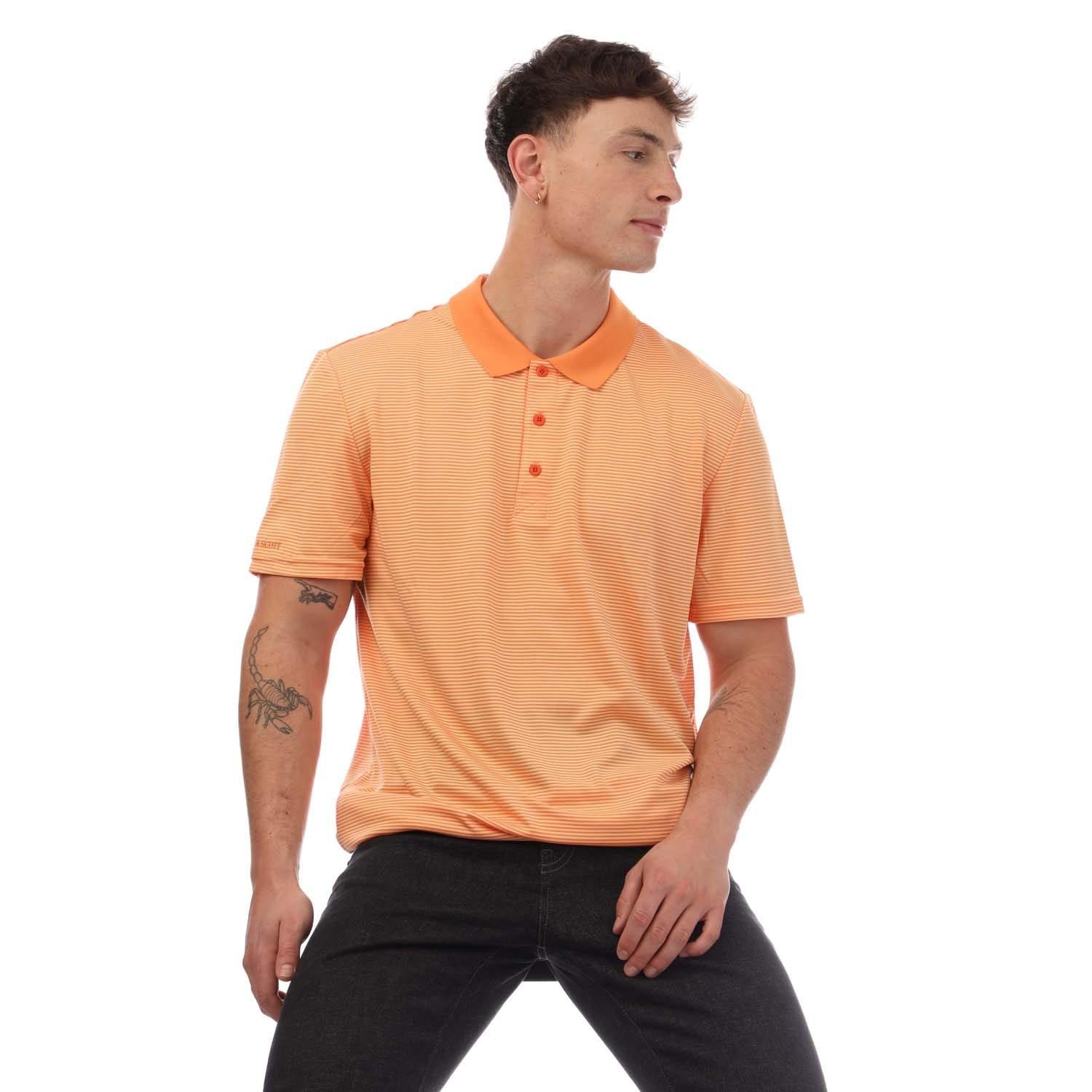 Orange - Lyle and Scott - Golf Microstripe Polo Shirt - 4
