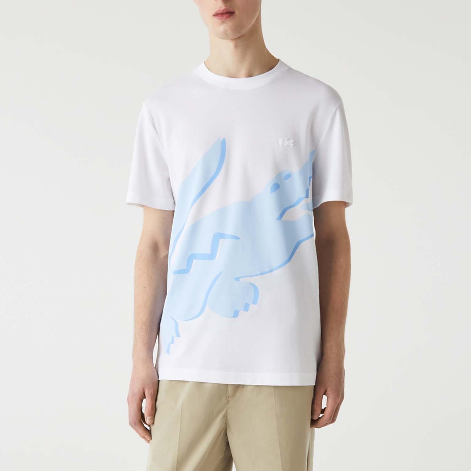 White - Lacoste - Crocodile Print Crewneck T-Shirt - 1
