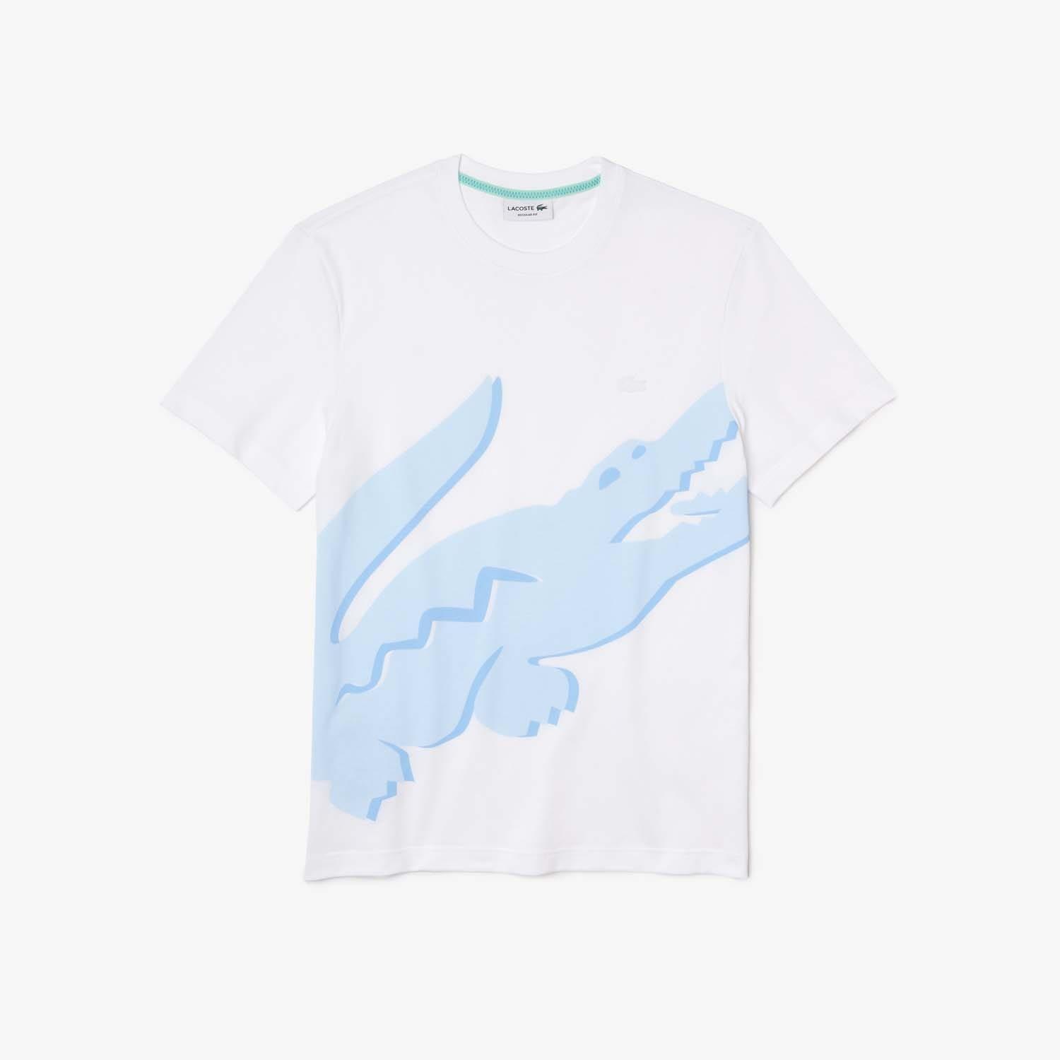 White - Lacoste - Crocodile Print Crewneck T-Shirt - 3