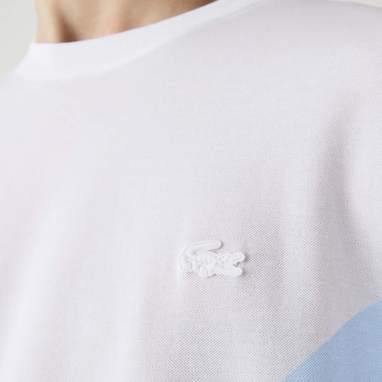White - Lacoste - Crocodile Print Crewneck T-Shirt - 5