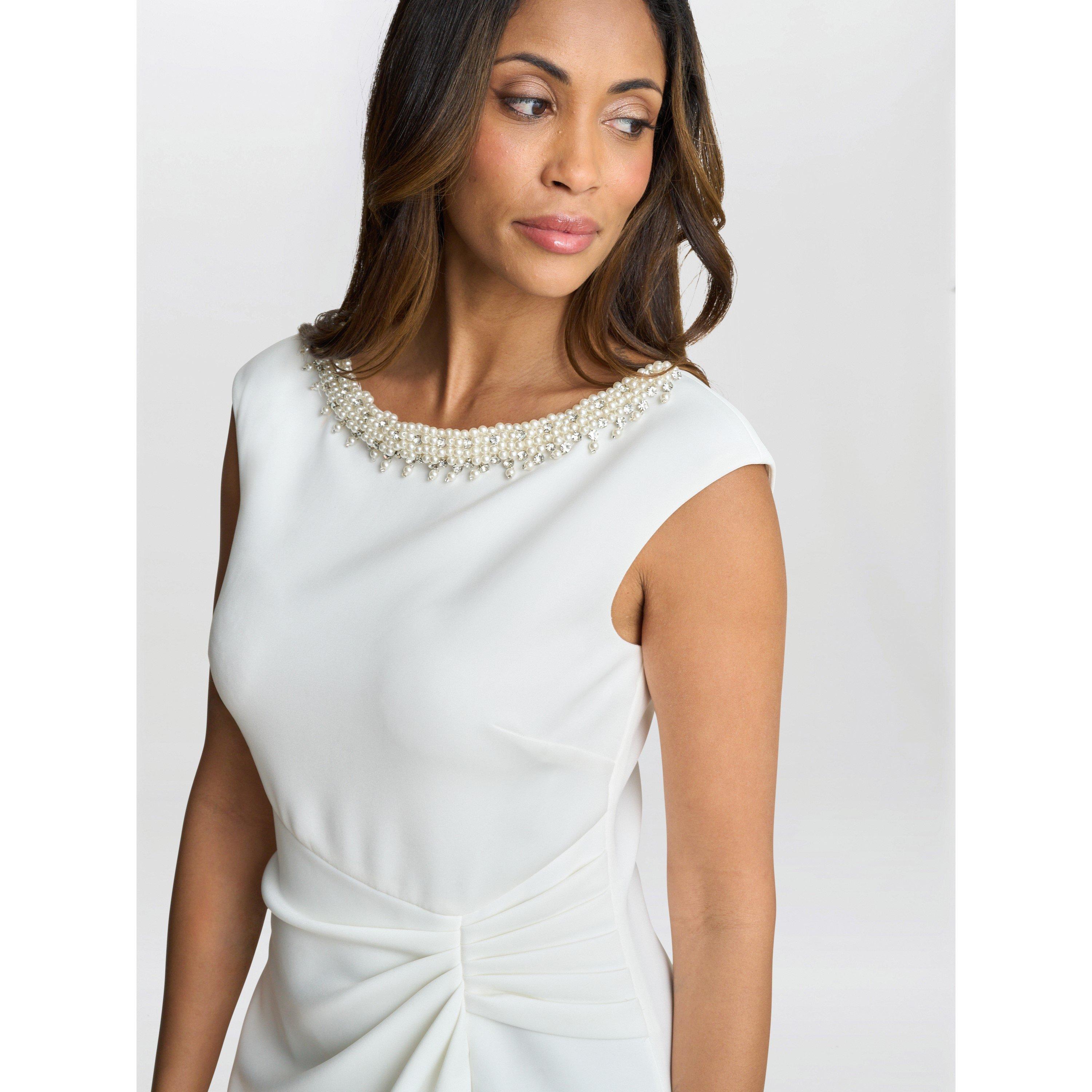 Ivory - Gina Bacconi - Sansa Wrap Dress With Beaded Neck - 5