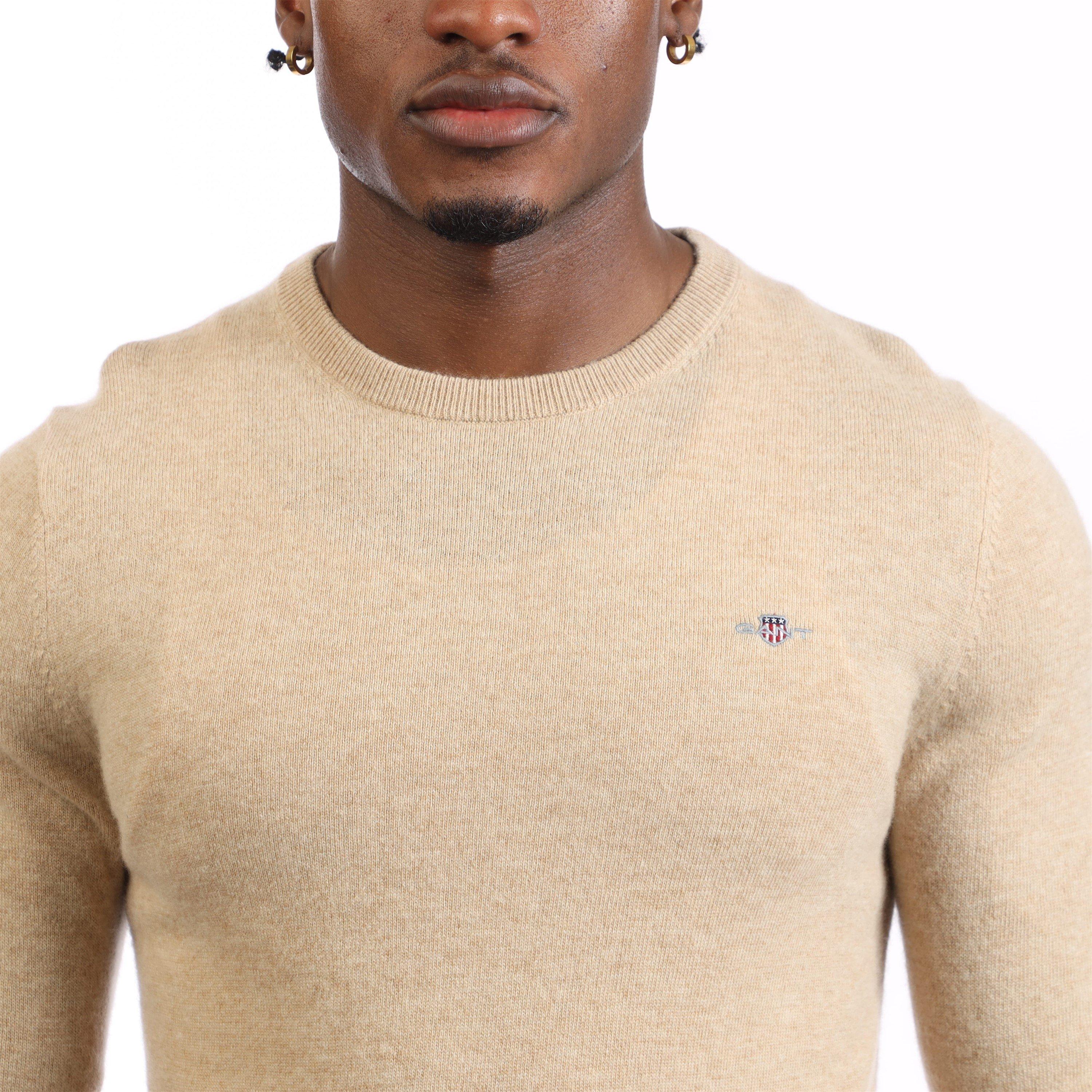 Khaki - Gant - Lambswool Blend Crewneck Sweatshirt - 3