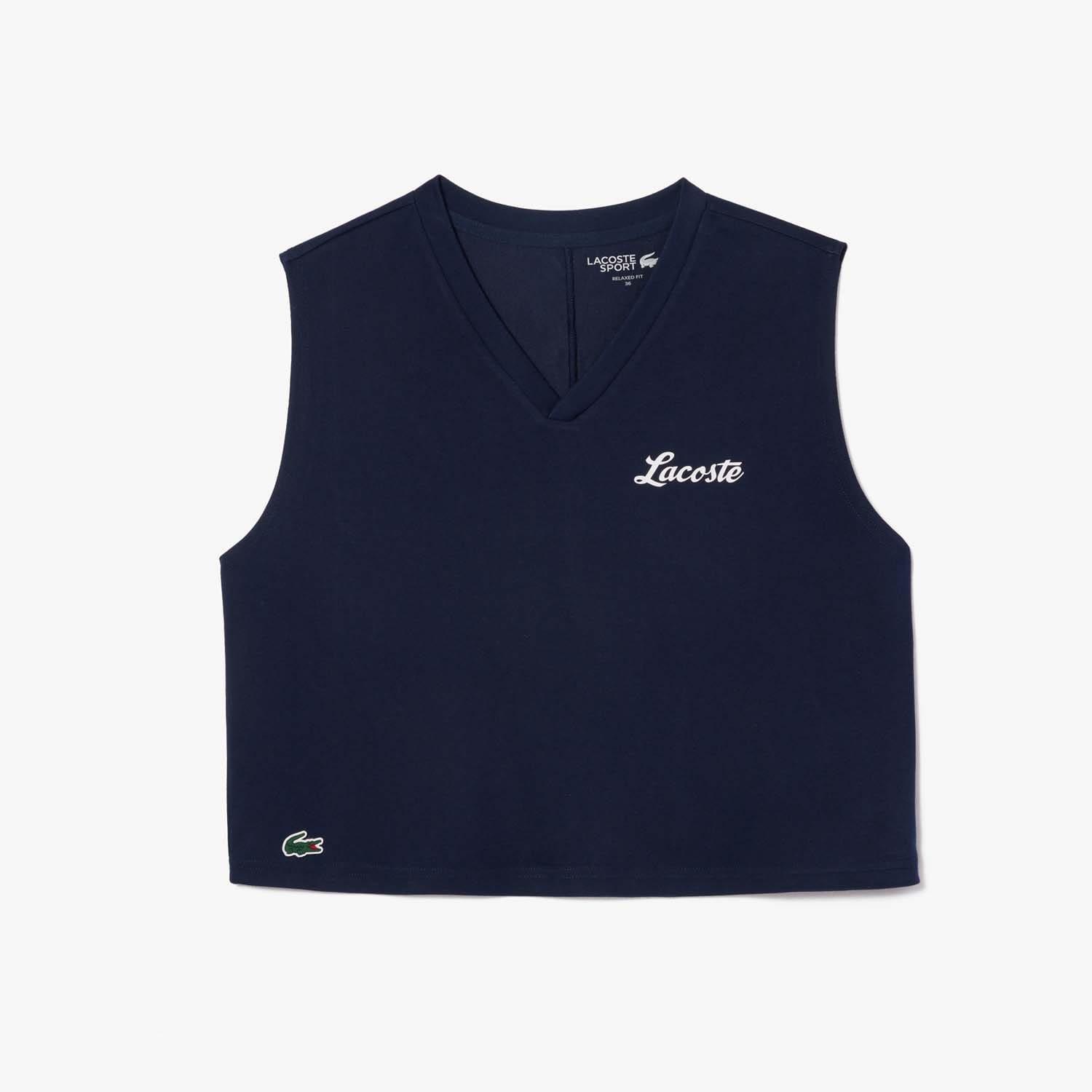 Blue - Lacoste - Ultra Dry Cotton Sport Crop Top - 1