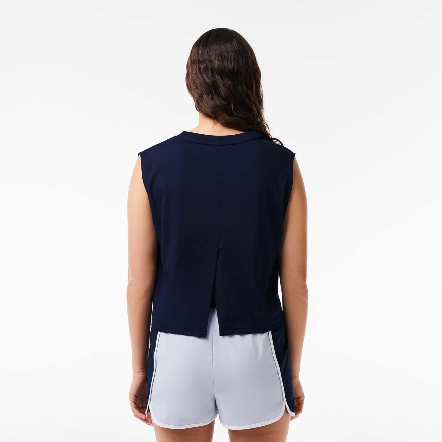 Blue - Lacoste - Ultra Dry Cotton Sport Crop Top - 2