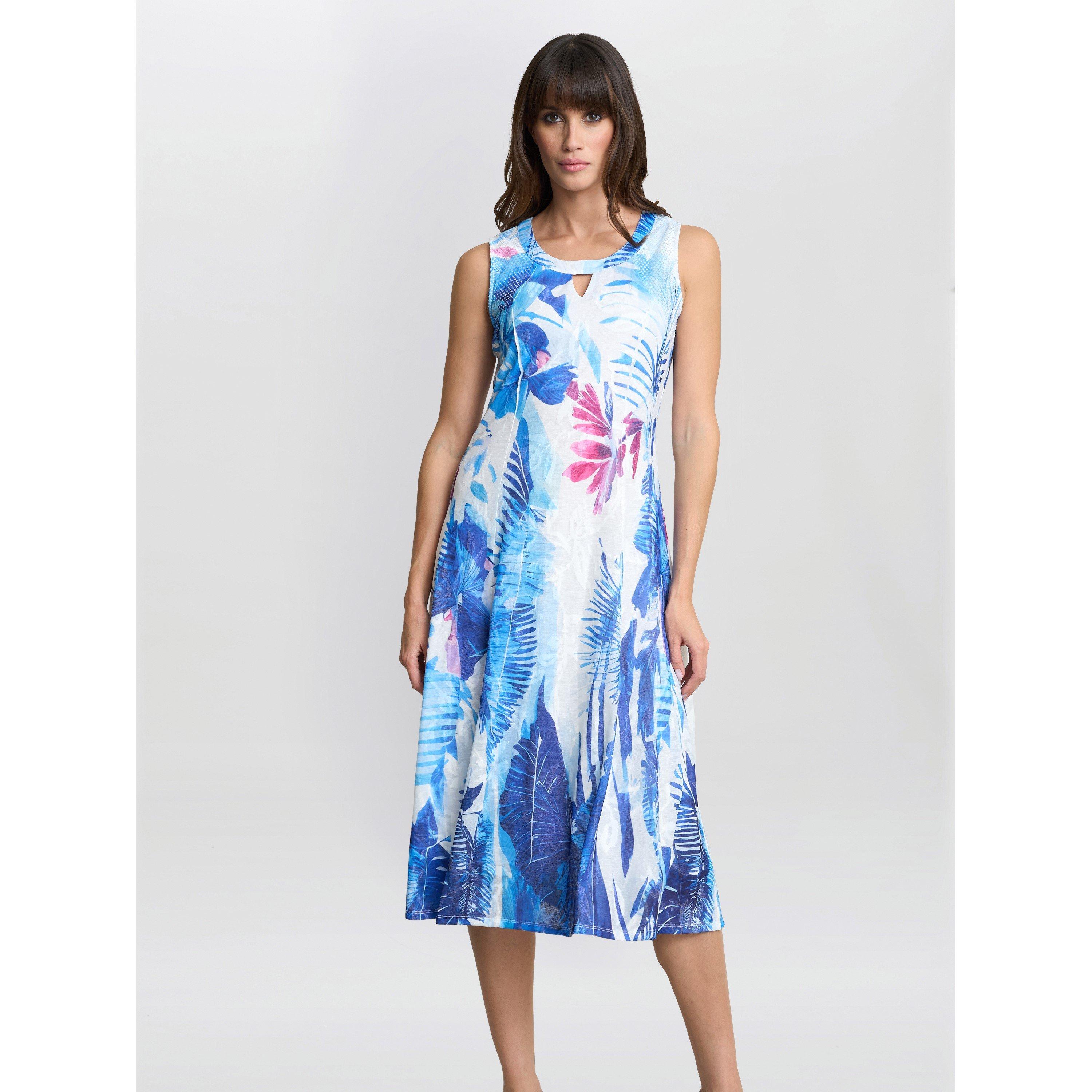 Gina Bacconi Women's Camila Floral A-Line Dress Blue - S