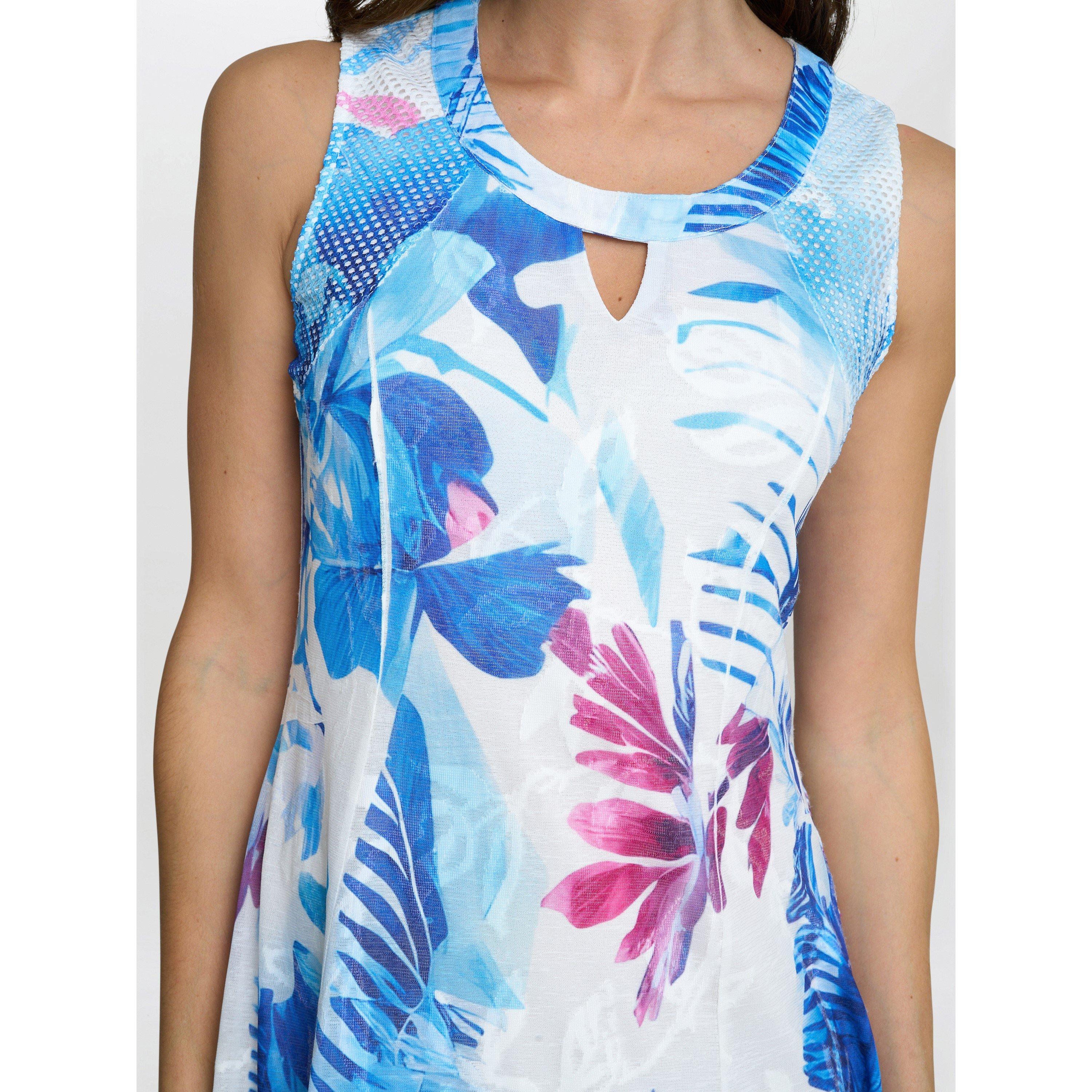 Blue - Gina Bacconi - Women's Camila Blue Floral A-Line Dress - 5