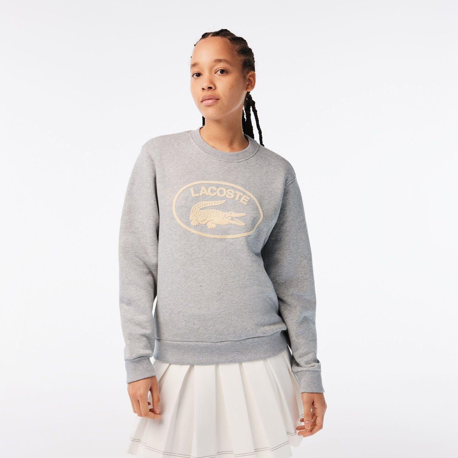 Grey - Lacoste - Loose Fit Organic Cotton Fleece Sweatshirt - 1