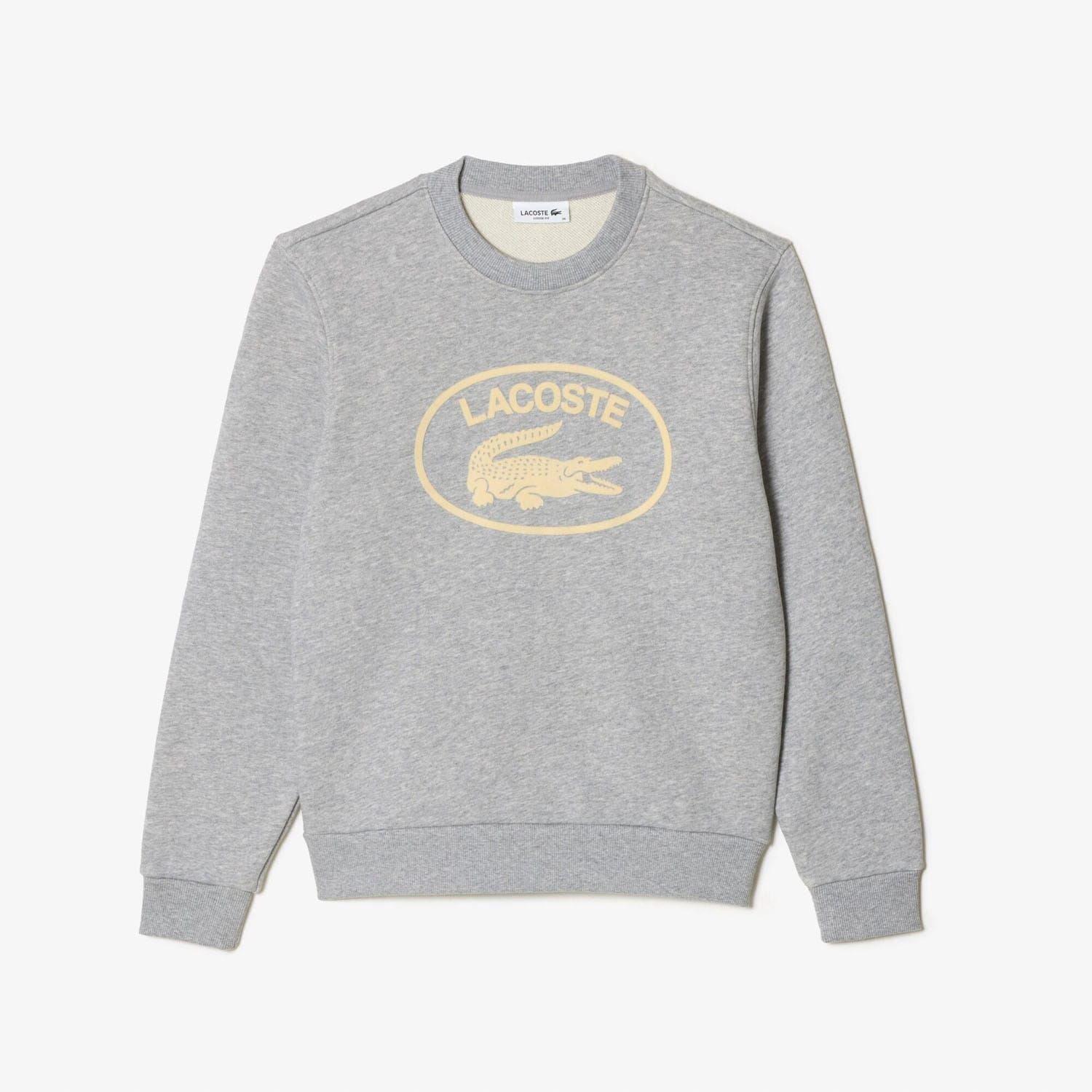 Grey - Lacoste - Loose Fit Organic Cotton Fleece Sweatshirt - 4